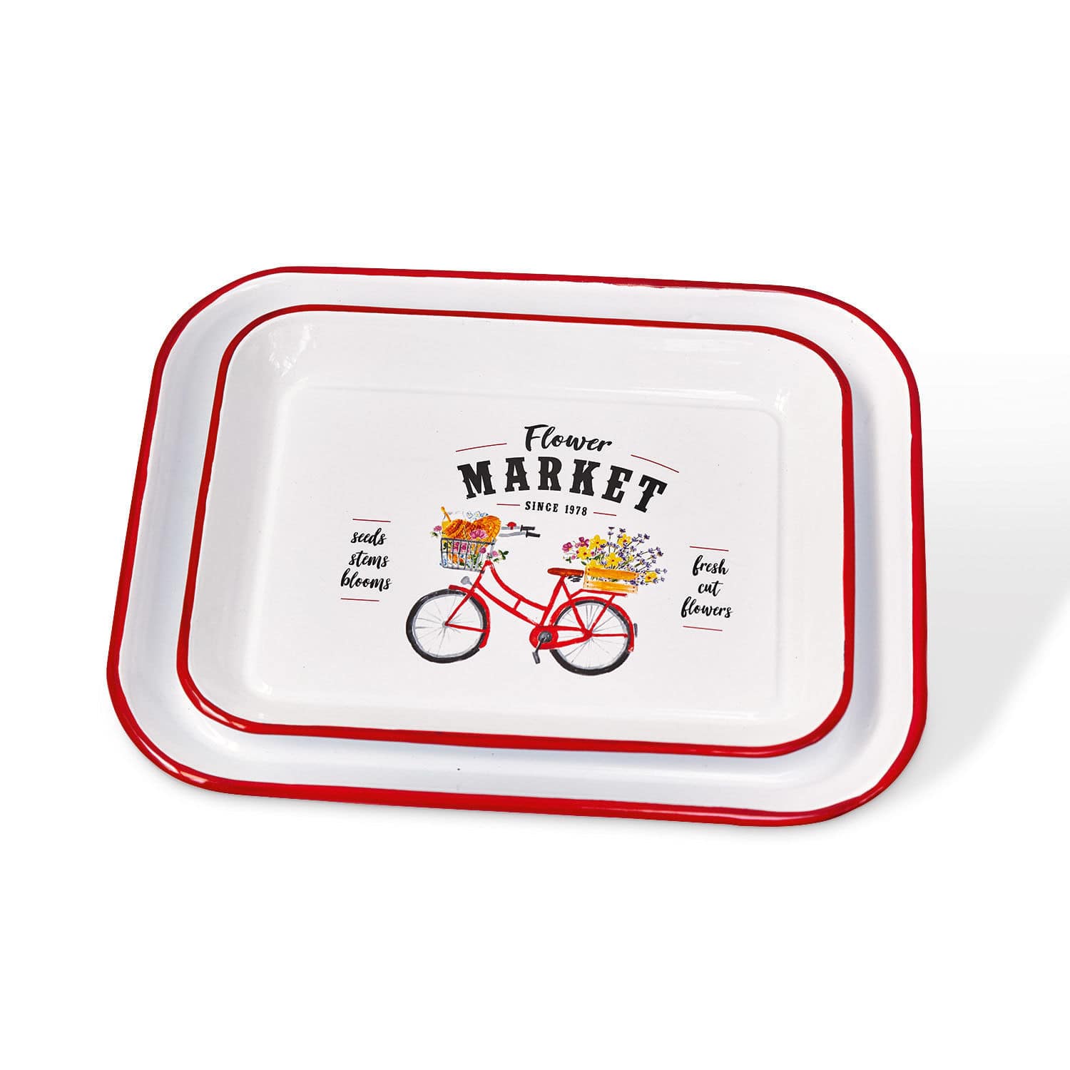 Lot de 2 plateaux Flower Market