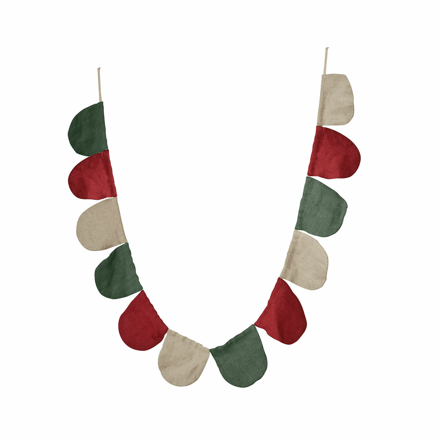 Guirlande de fanions Eirun Guirlande décorative en coton aux couleurs vert, rouge et beige pour décoration intérieure
