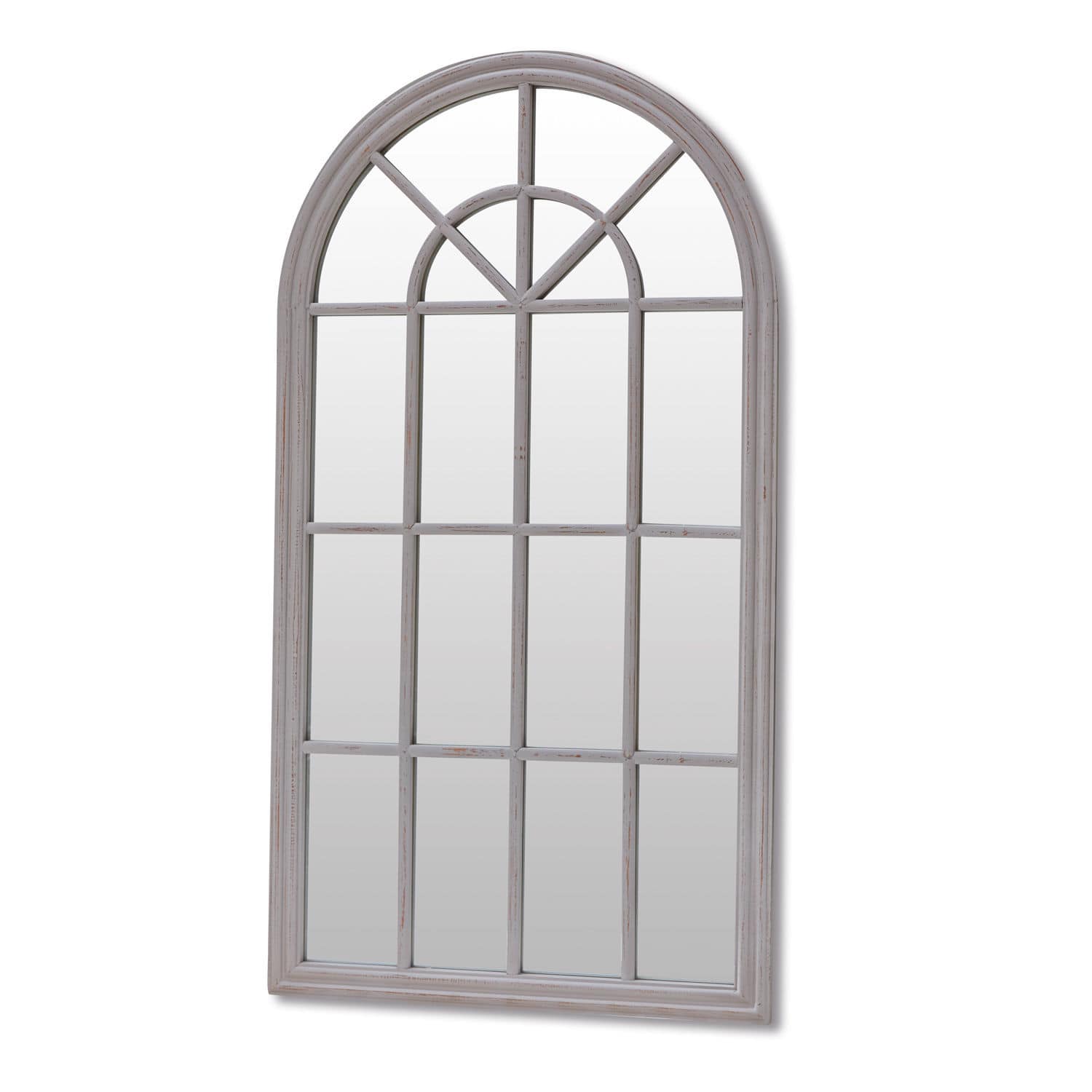 Miroir Elters Miroir mural en bois gris avec cadre arrondi et sections divisées pour décoration intérieure