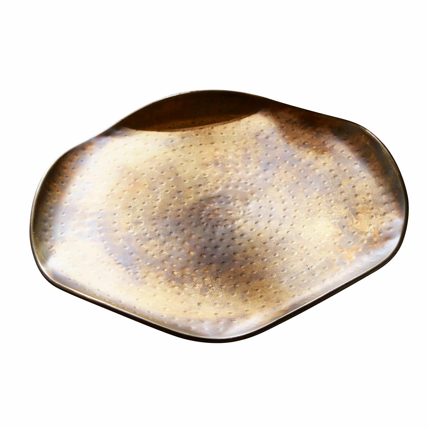 Plateau Frapelle Plateau décoratif en laiton avec forme irrégulière et texture ponctuée couleur dorée