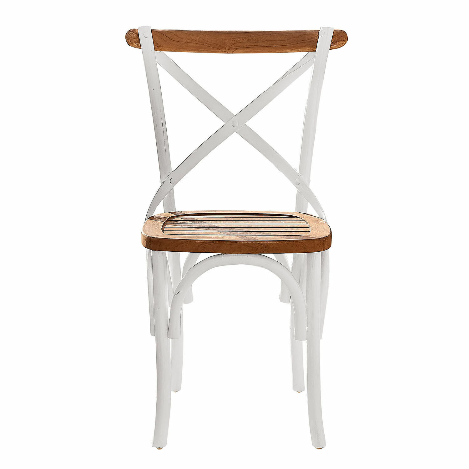blanc/marron Chaise Kirkdale en bois blanc et brun, style rustique pour salle à manger