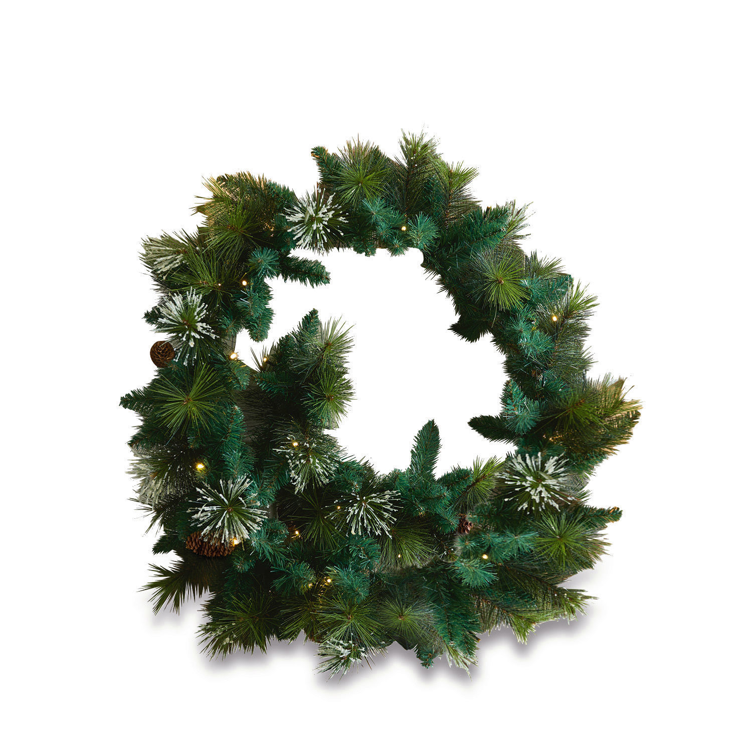 Guirlande LED Derval Couronne de Noël verte en branches de sapin avec effet neige et lumières LED décoratives