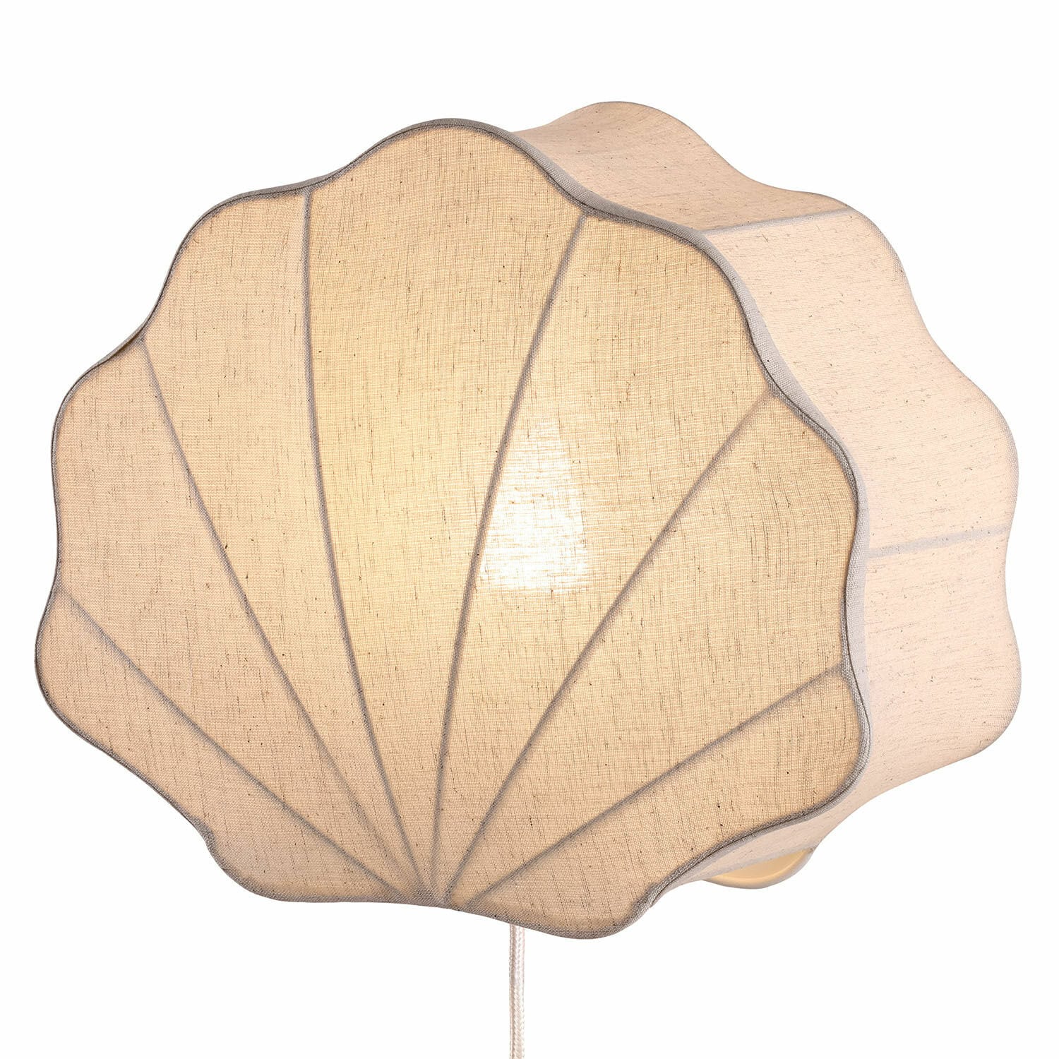 Applique Vellaro Applique murale en forme de coquillage en tissu beige, lampe décorative pour salon ou chambre