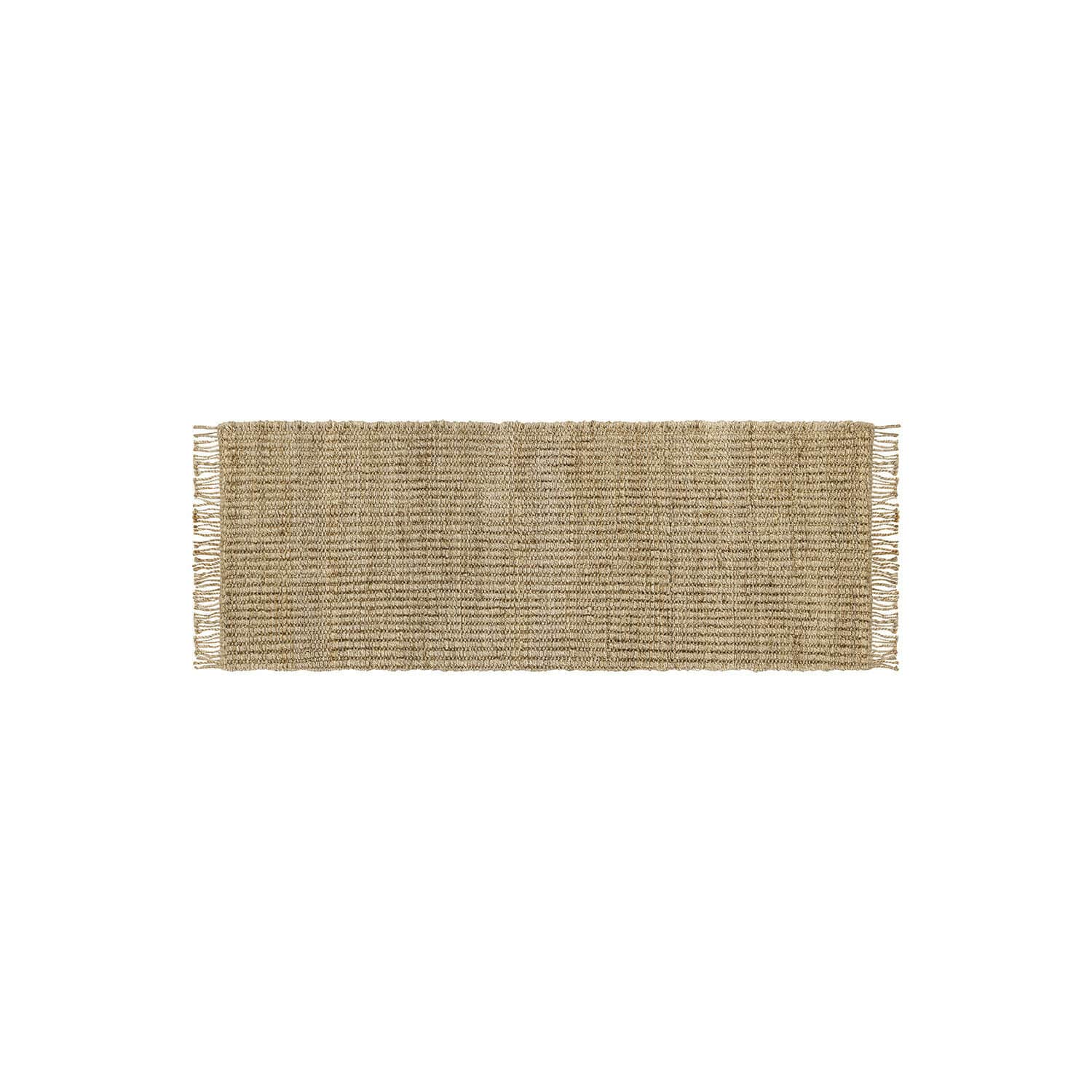 Loper Hermitage Beige jute vloerkleed met franjes aan de zijkanten, natuurlijk materiaal voor interieurdecoratie