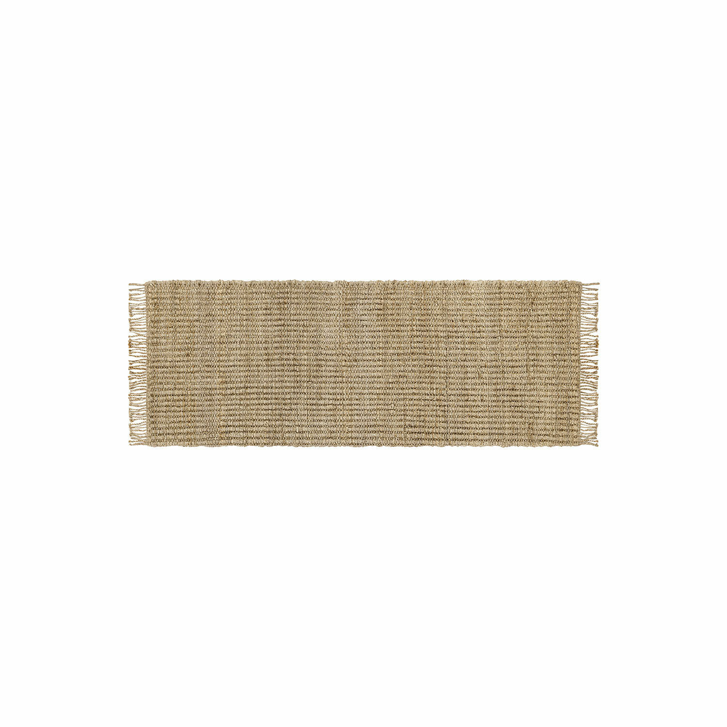 Loper Hermitage Beige jute vloerkleed met franjes aan de zijkanten, natuurlijk materiaal voor interieurdecoratie