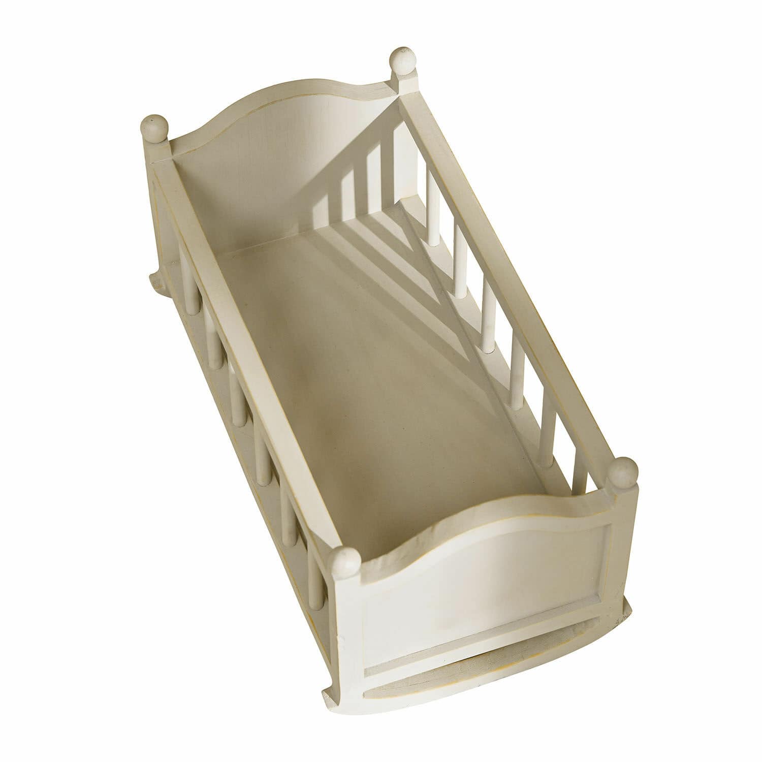 Berceau de poupée Erilea Berceau en bois blanc avec barreaux décoratifs et design classique pour chambre d'enfant