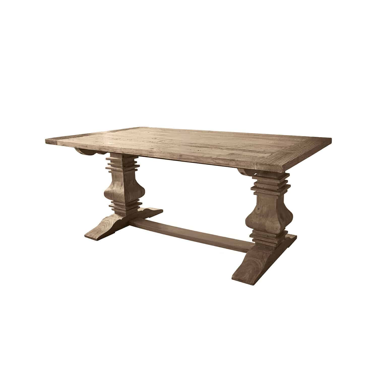 Eettafel Cain Rustieke houten tafel met sierlijke poten in natuurlijke houtkleur voor eetkamer