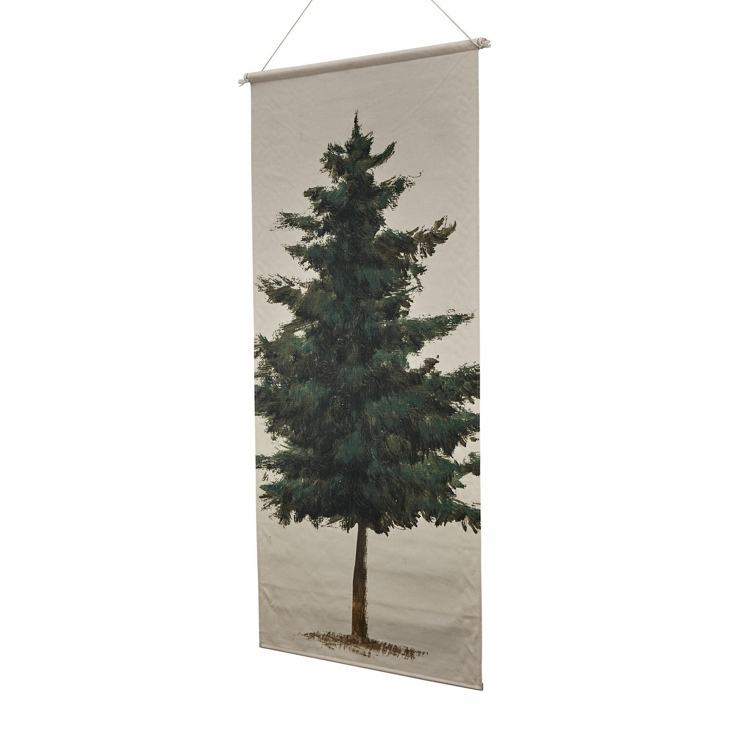 Afbeelding Pierrine Decoratief canvas met groene dennenboom op beige achtergrond, geschikt om aan de muur te hangen