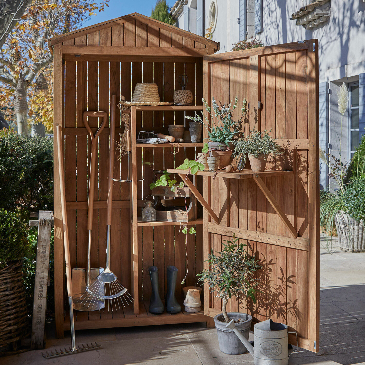 Armoire de jardin Tomte Abri de jardin en bois naturel avec étagères et outils de jardinage pour plantes en pot