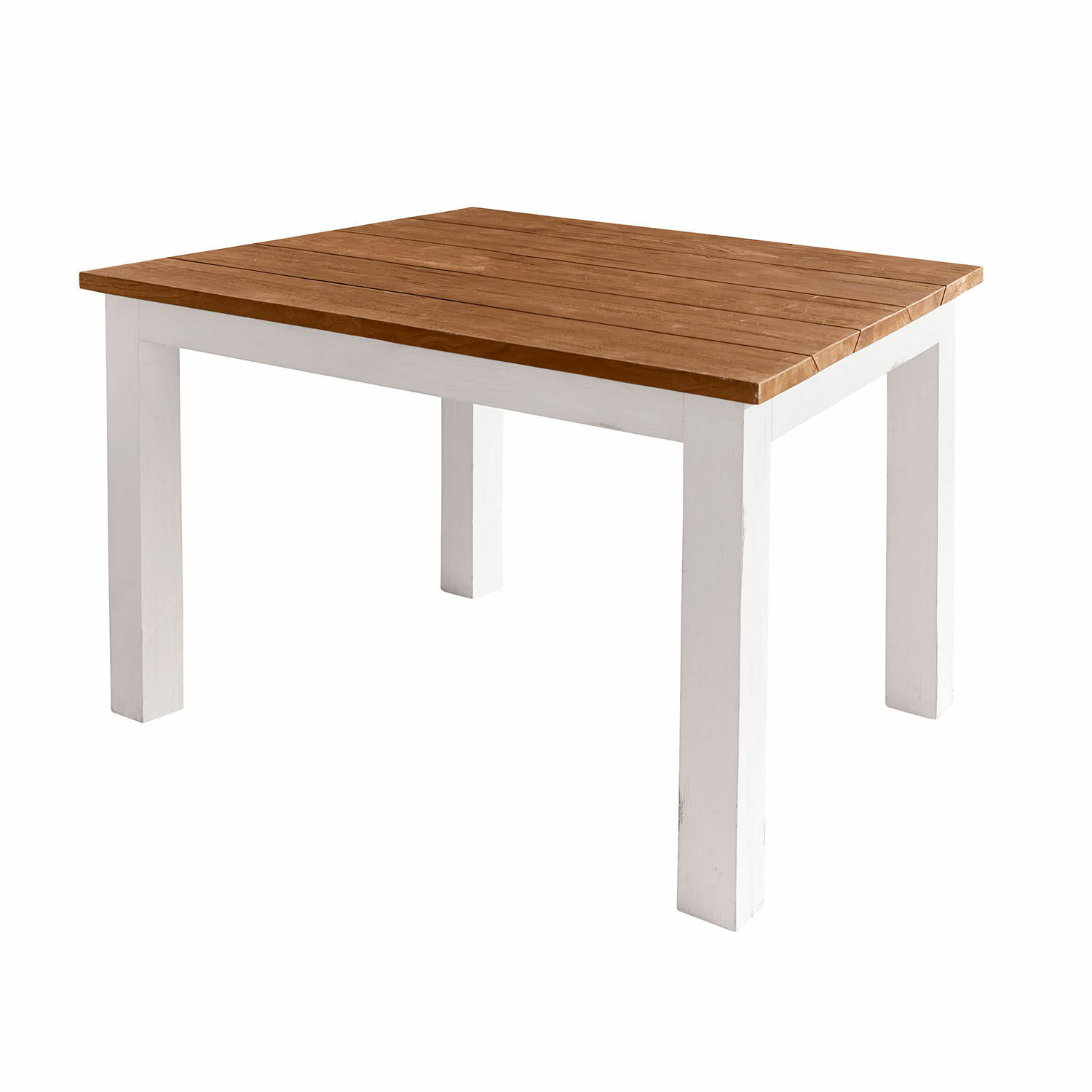 Tafel Kirkdale Tafel met houten blad en witte poten, meubel voor eetkamer of woonkamer