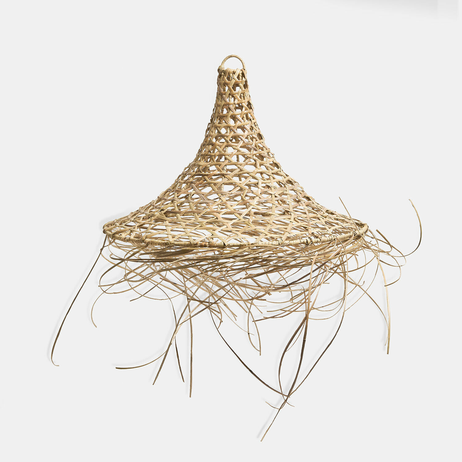 Abat-jour décoratif en rotin naturel tressé couleur brun clair pour éclairage intérieur