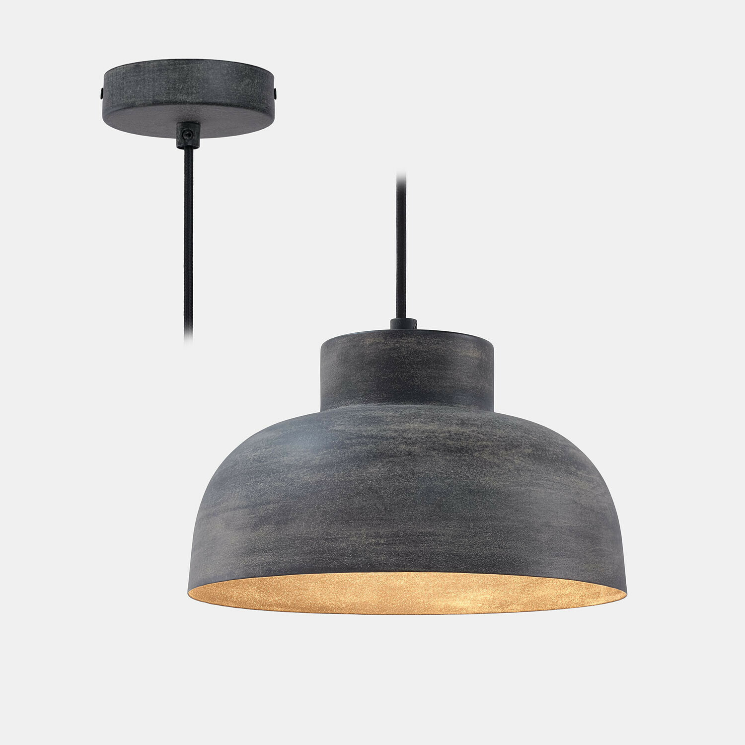 Suspension Soleil de Minuit Suspension en métal gris foncé avec lumière chaude, luminaire moderne pour intérieur contemporain