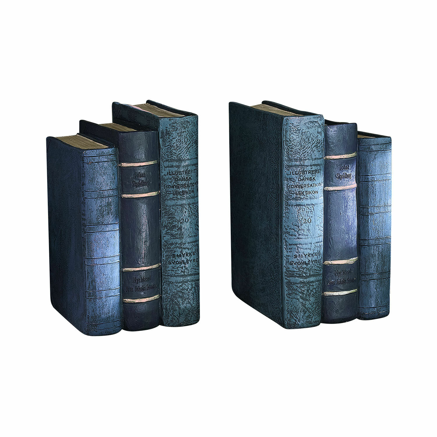 Boekensteun set van 2 Morvini Set van drie blauwe en zwarte decoratieve boeken van kunstleer voor interieurdecoratie