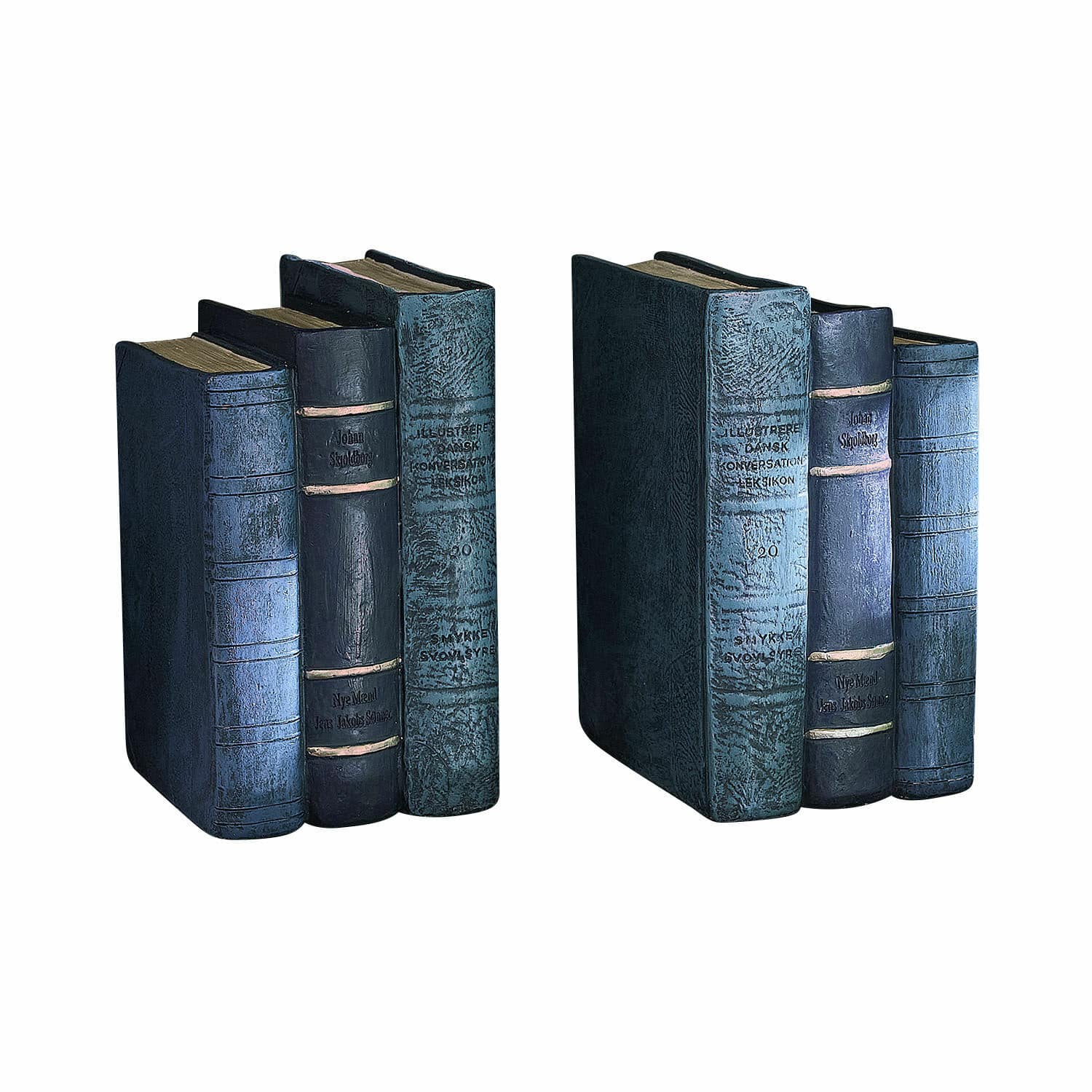 Lot de 2 serre-livres Morvini Ensemble de trois livres décoratifs en simili cuir bleu et noir pour décoration intérieure