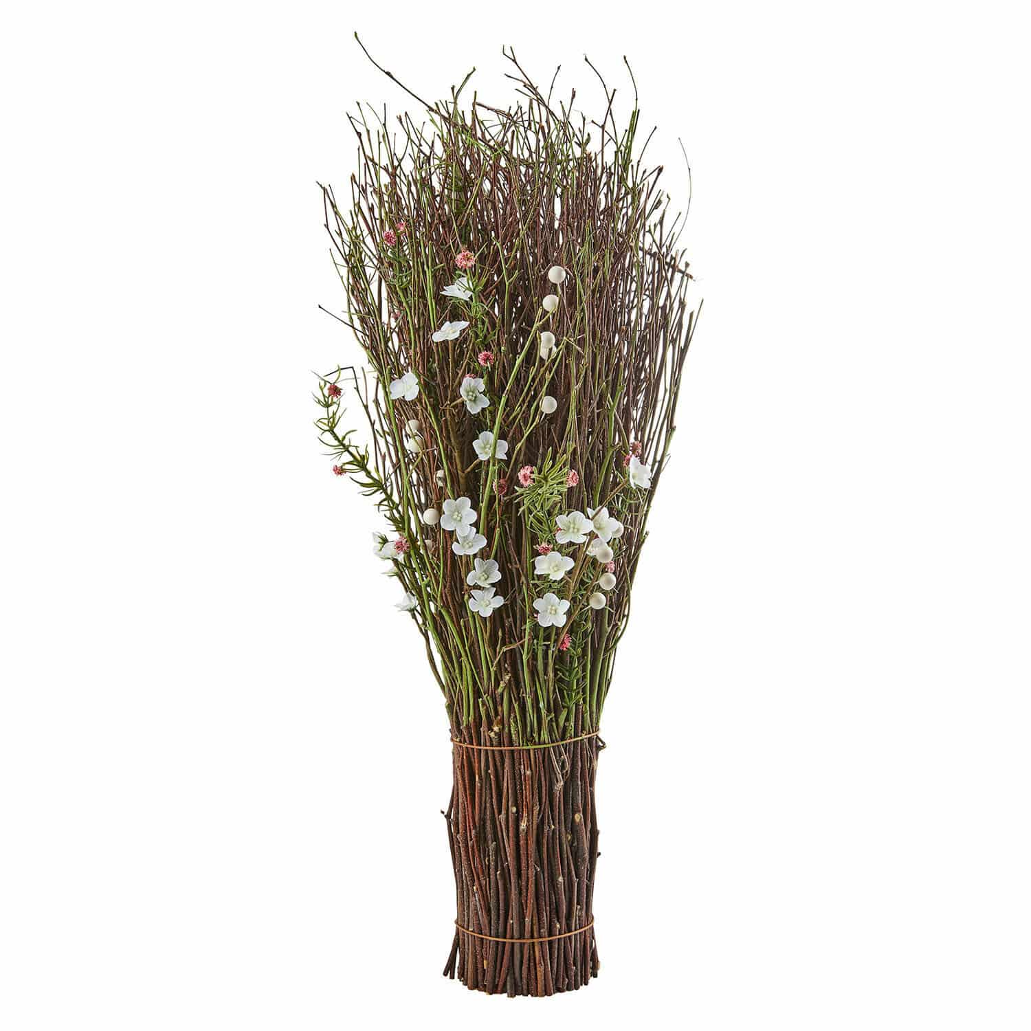 Bouquet décoratif Verilo Bouquet de branches avec fleurs blanches et roses pour décoration intérieure style naturel