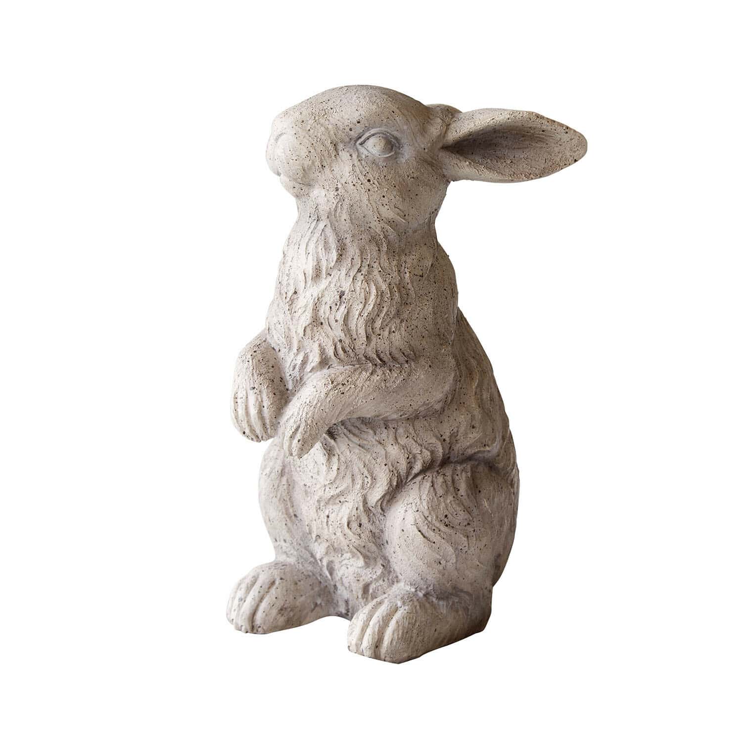 Lapin décoratif Ravencrest Statue de lapin en pierre claire avec texture détaillée, décoration intérieure ou extérieure