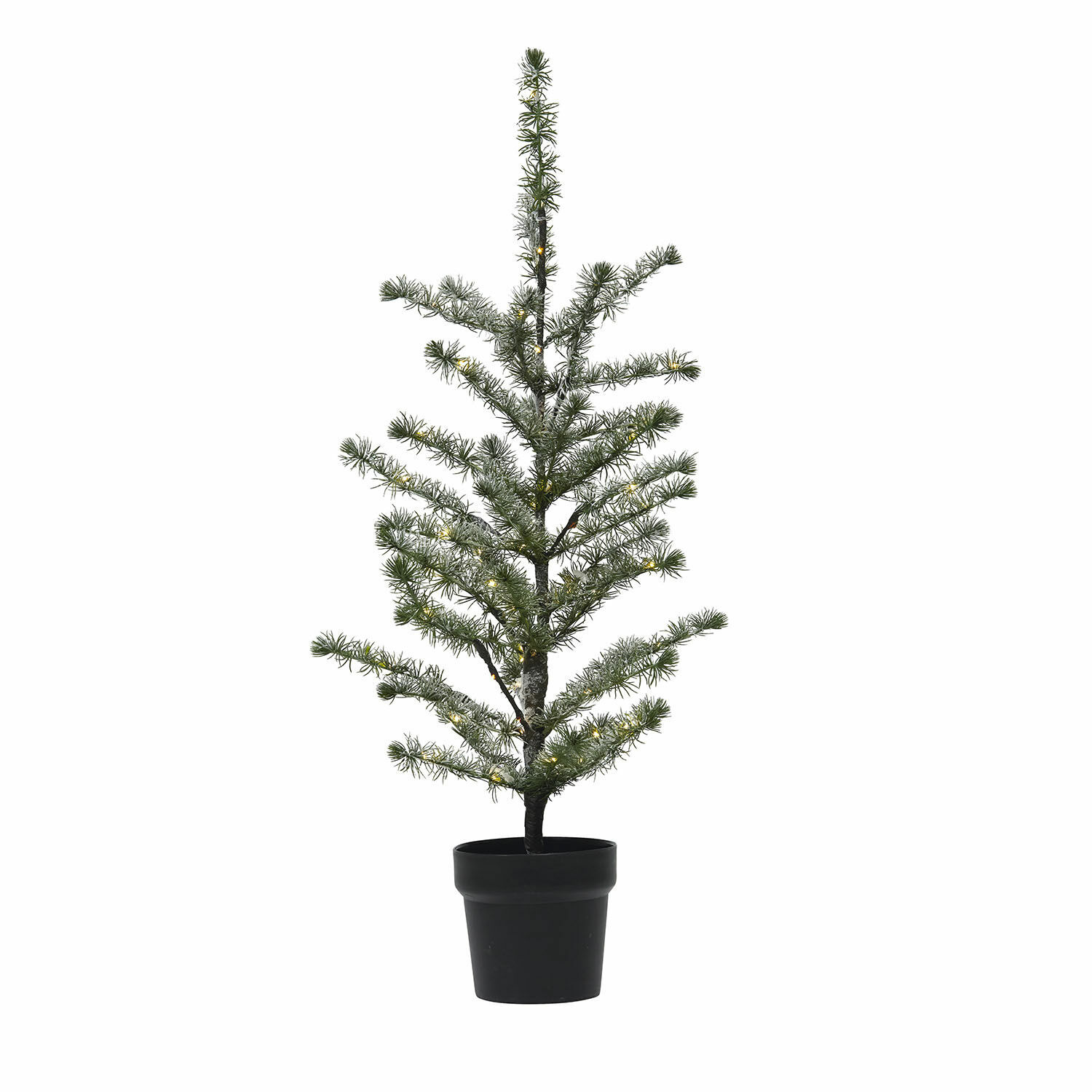 Decoratie boom Lawrence Kunstkerstboom groen in zwarte pot met fijne takken en zachte LED-verlichting