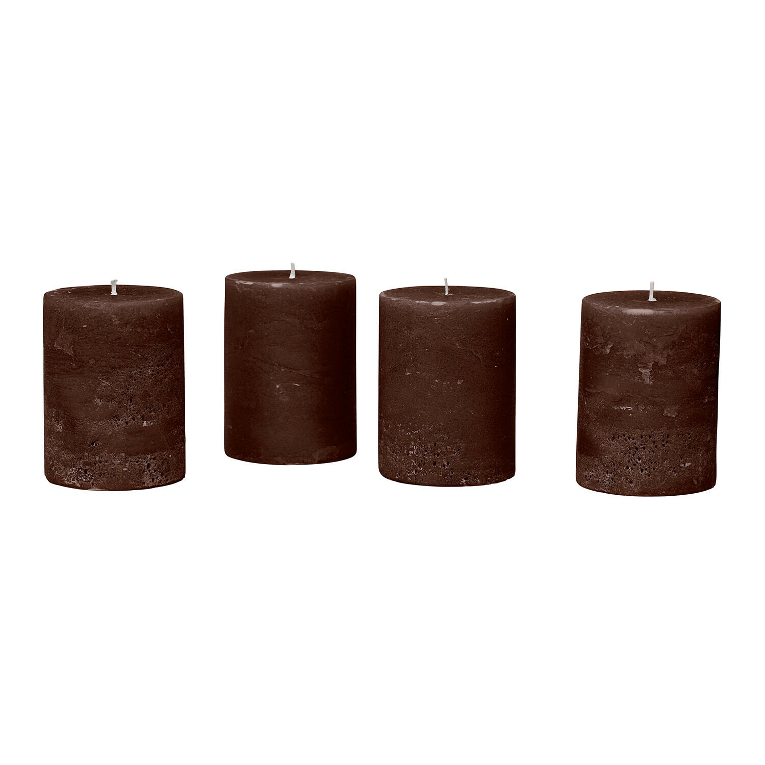 Kaars set van 4 Virrans Set van vier bruine cilindervormige kaarsen van natuurlijke was voor interieurdecoratie