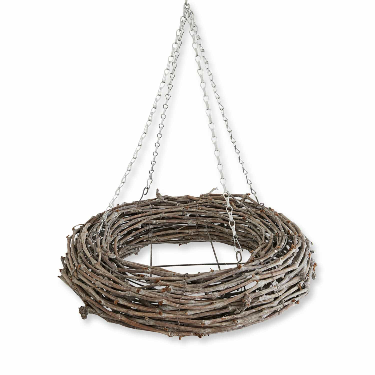 Couronne Adré Couronne suspendue en brindilles naturelles marron avec chaîne métallique pour décoration intérieure et extérieure