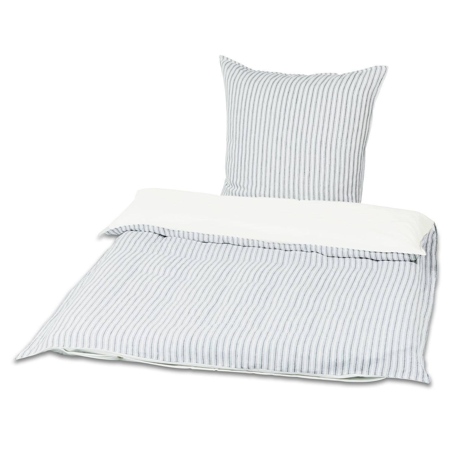 Parure de lit Stripes Parure de lit en coton à rayures grises sur fond blanc, douce et confortable pour la chambre