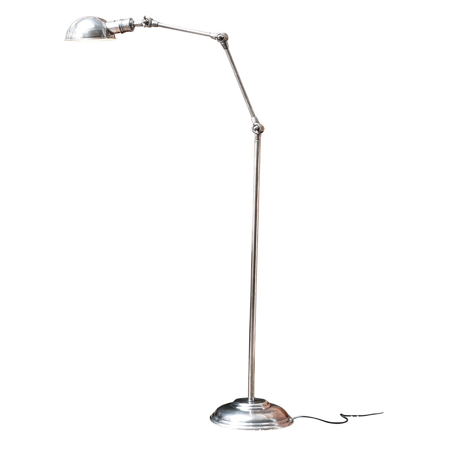antiekzilverkleurig Staande lamp Tulsa in antiek zilver met verstelbare arm en metalen voet voor flexibel licht
