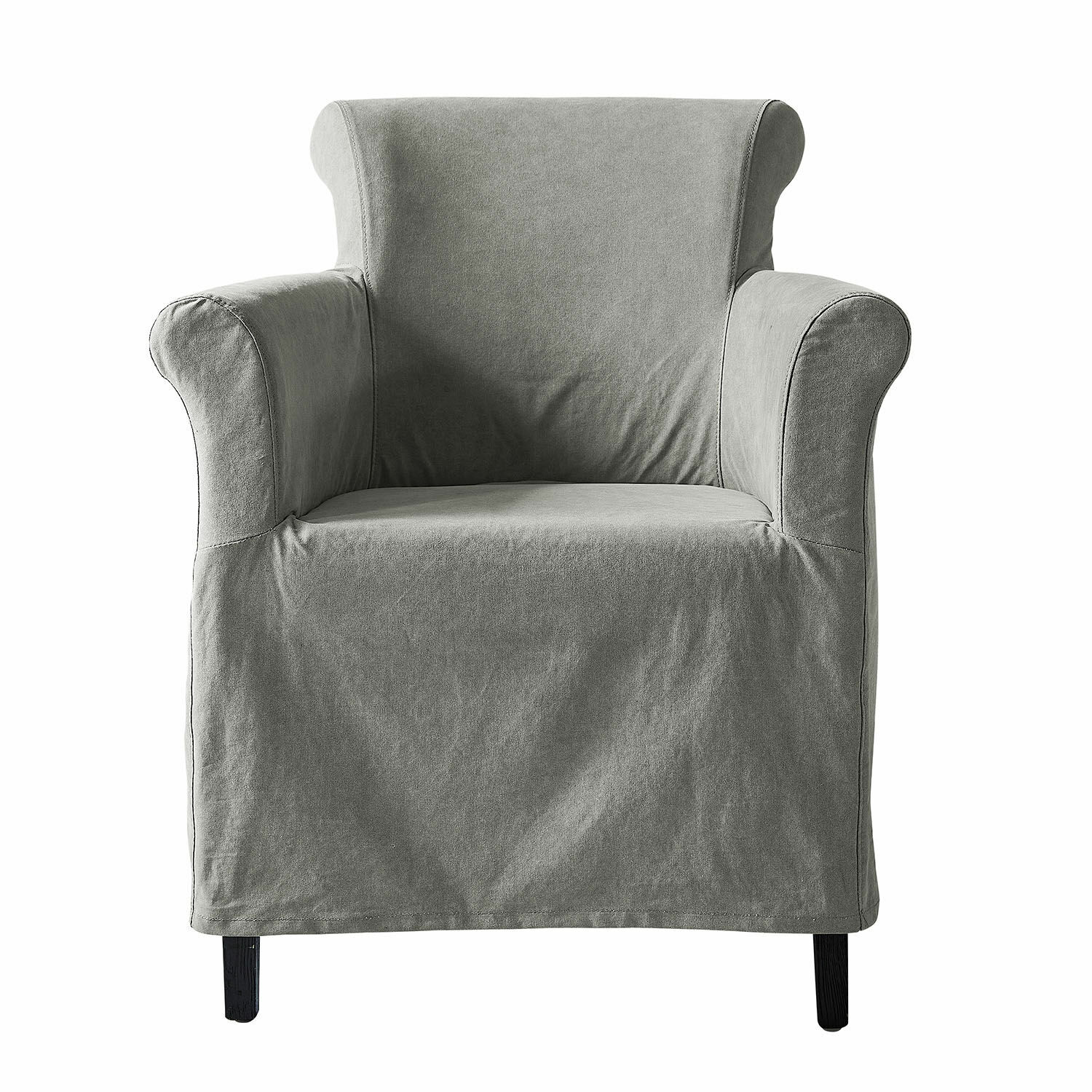 grijs Grijze Chantellese fauteuil van stof met zwarte poten voor comfortabele woonkamer