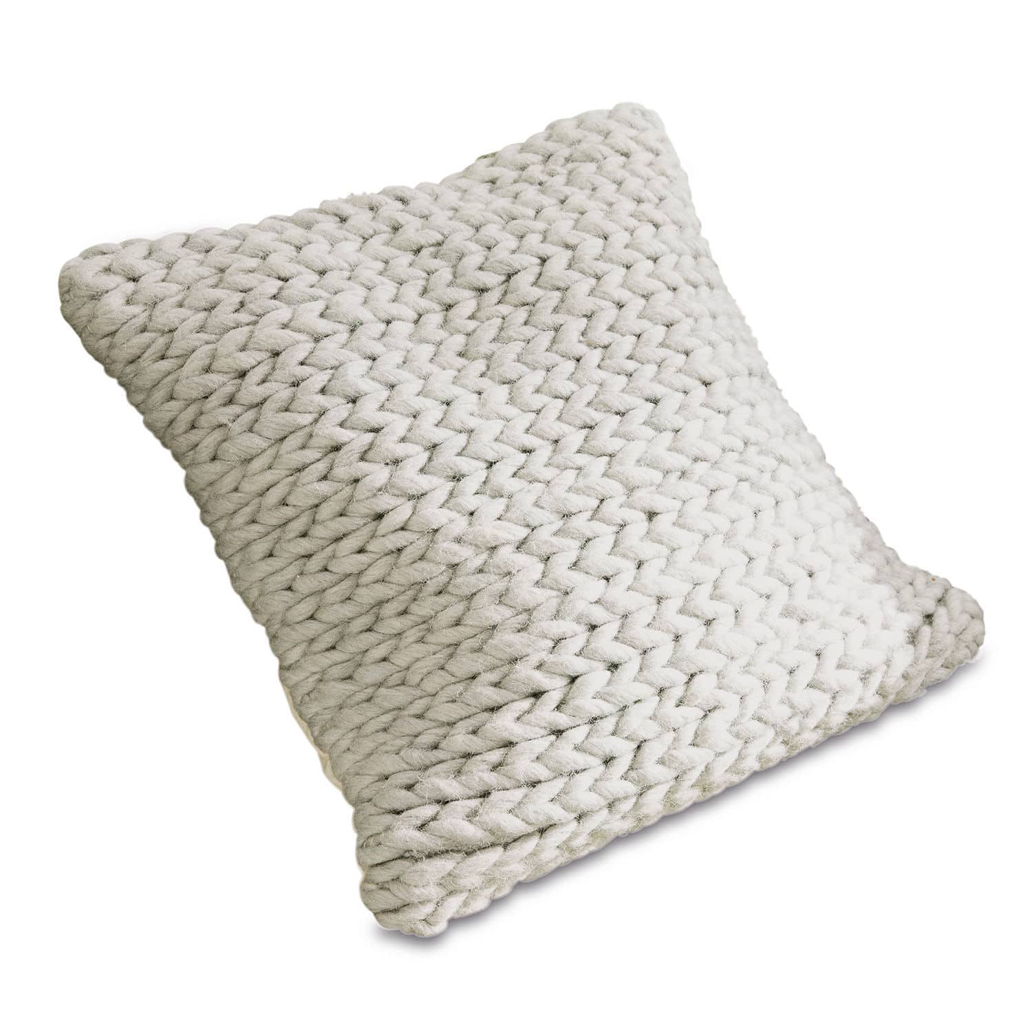 Coussin carré décoratif en maille épaisse gris clair, doux et élégant pour salon moderne