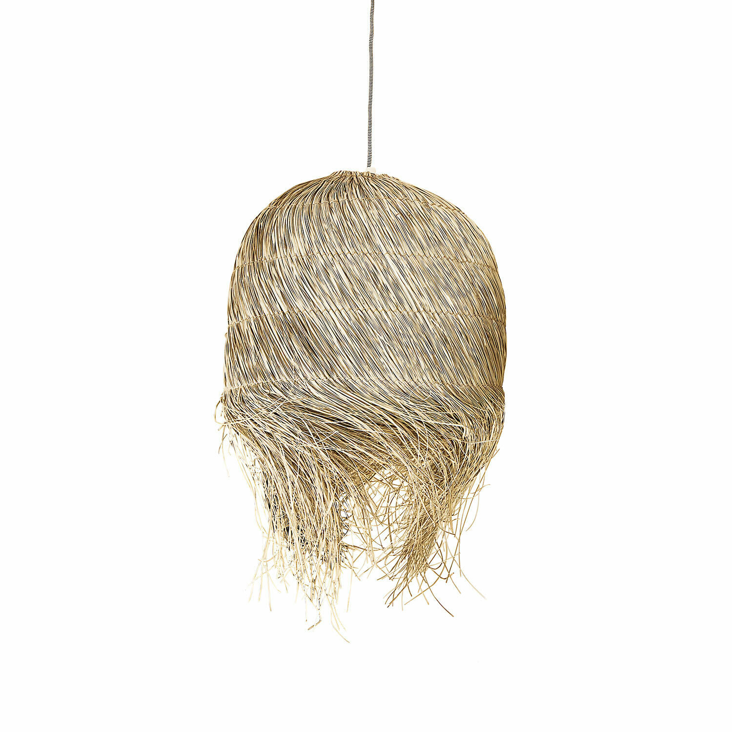 Abat-jour Little Shereena Suspension en rotin naturel beige avec franges décoratives, lampe au style bohème