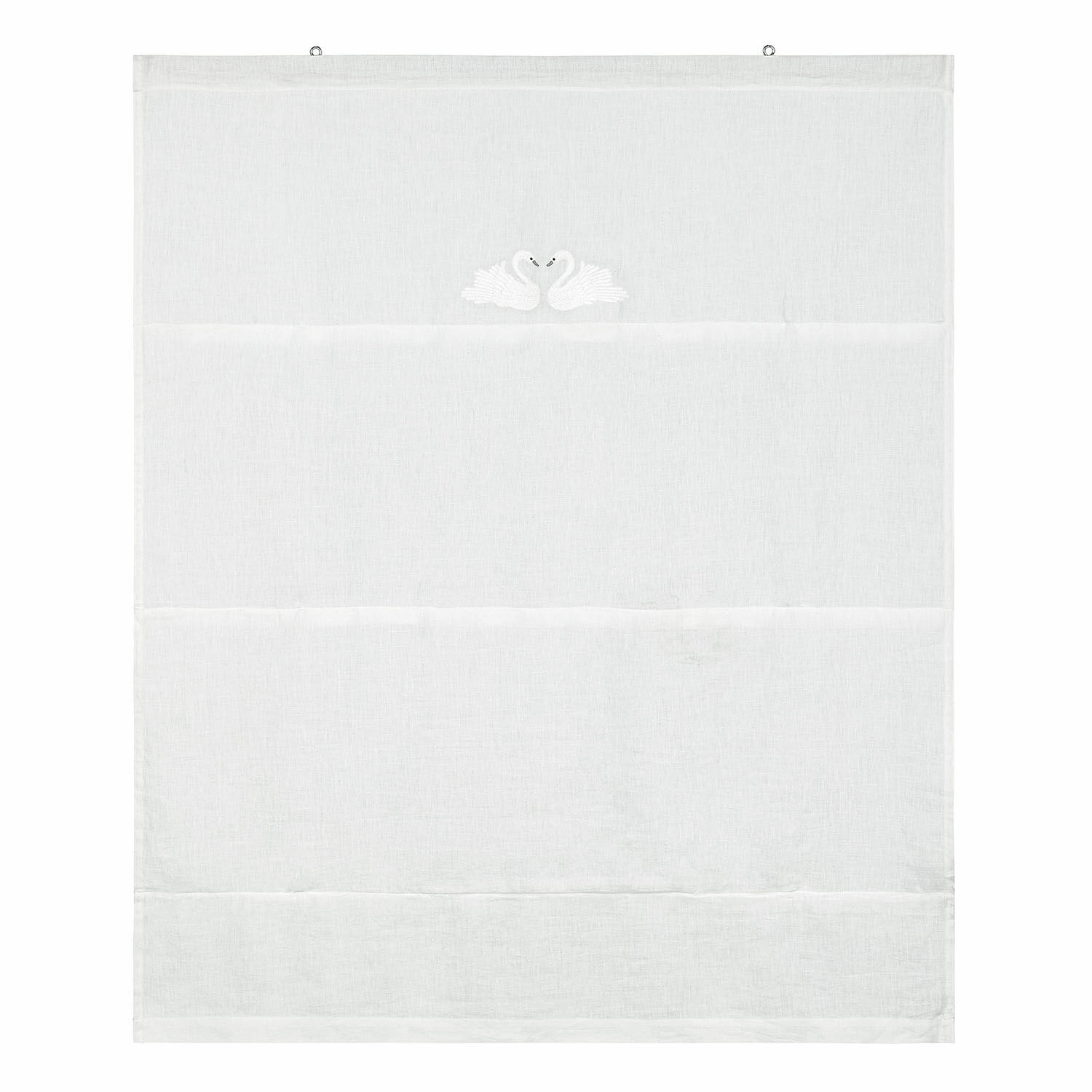 Store bateau Rialuna Rideau blanc en lin avec broderie de cygnes, décoration légère pour fenêtre de salon