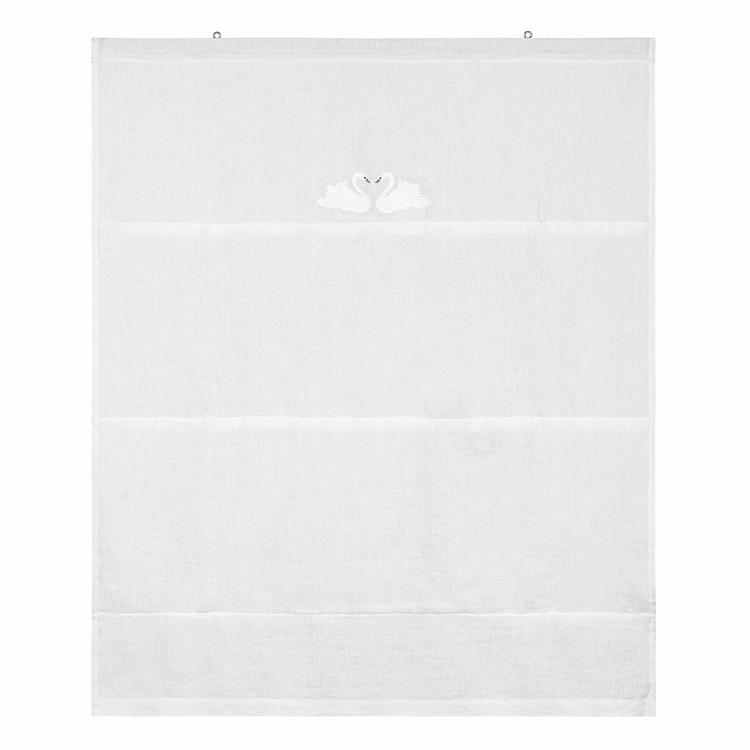 Store bateau Rialuna Rideau blanc en lin avec broderie de cygnes, décoration légère pour fenêtre de salon