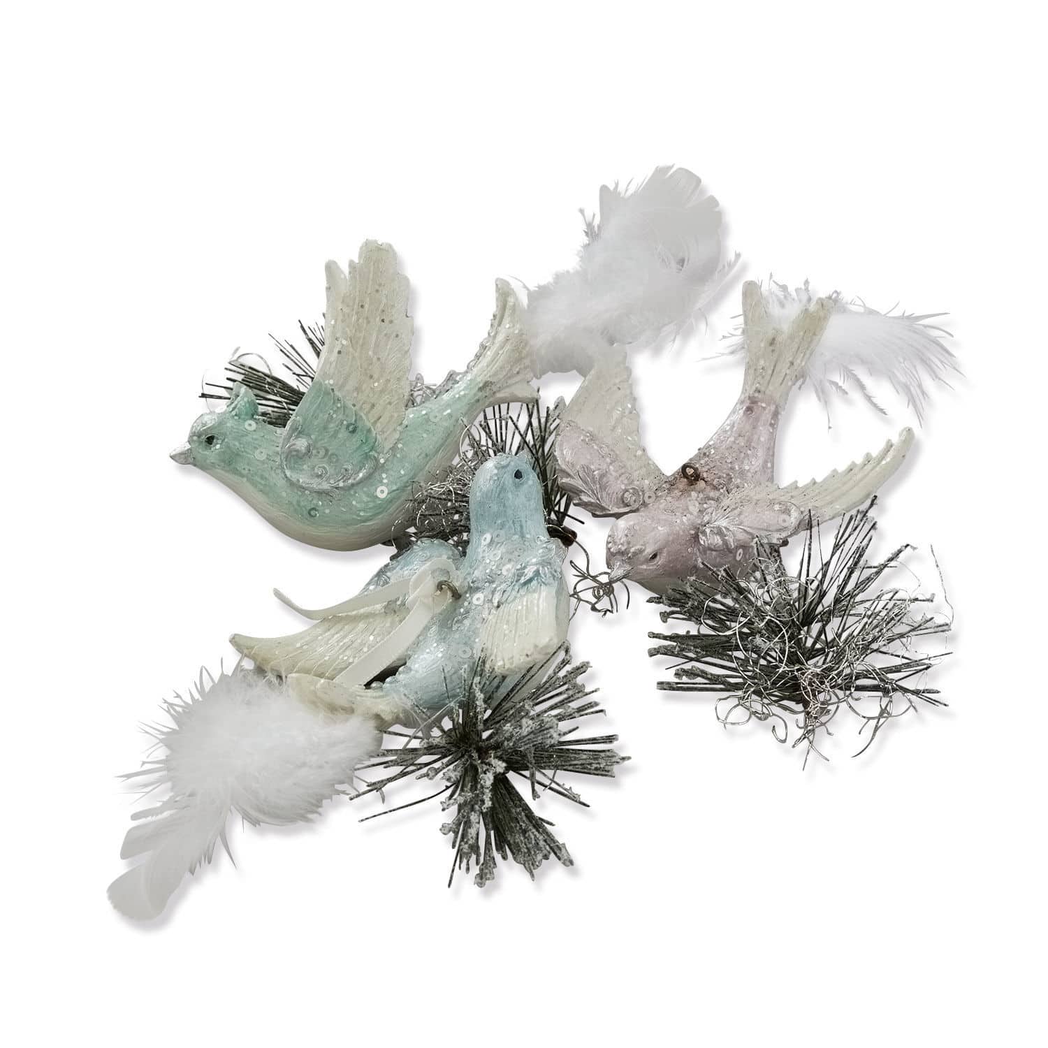 Lot de 3 oiseaux Cendrey