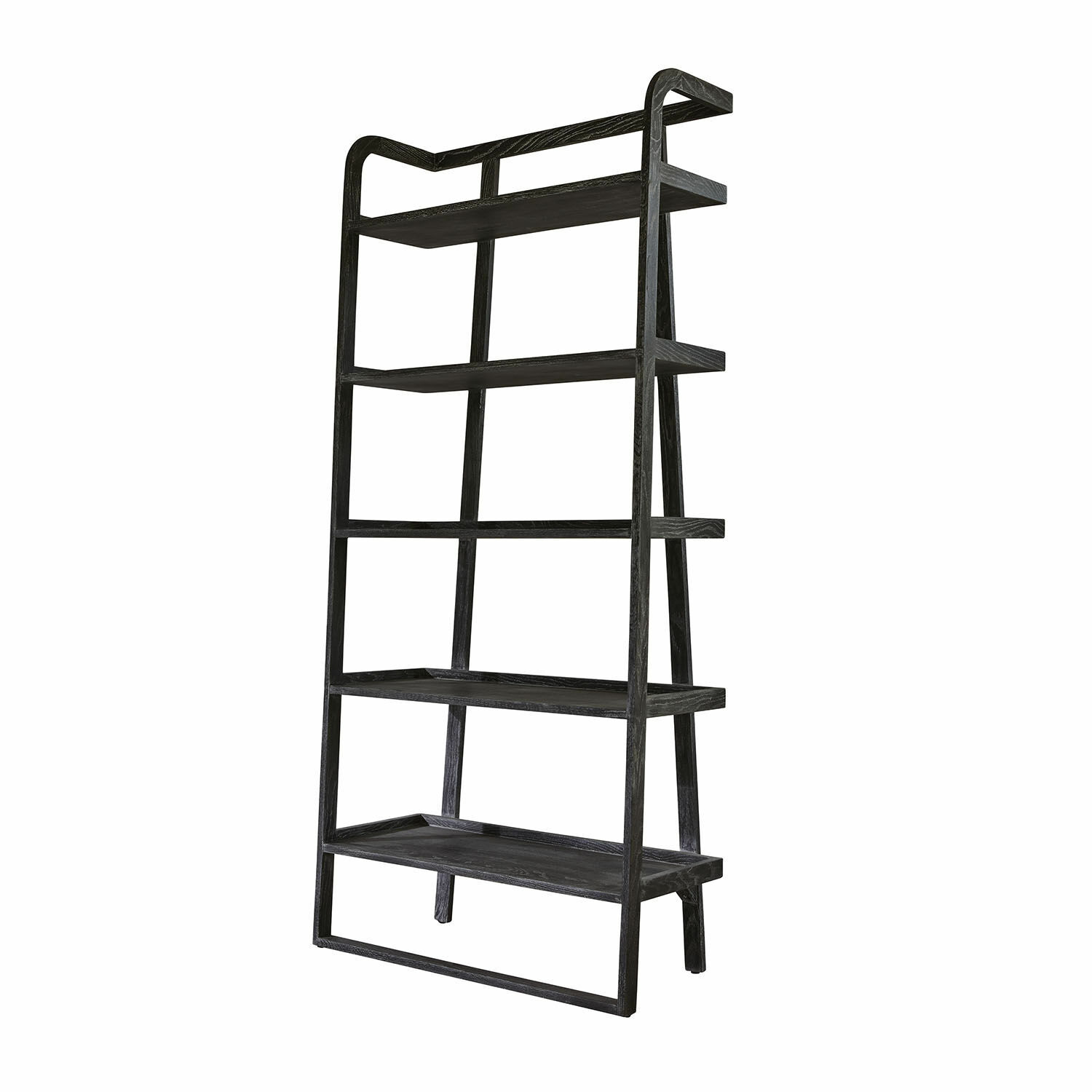 Étagère Brelanon Étagère noire en bois avec cinq niveaux de rangement au design moderne