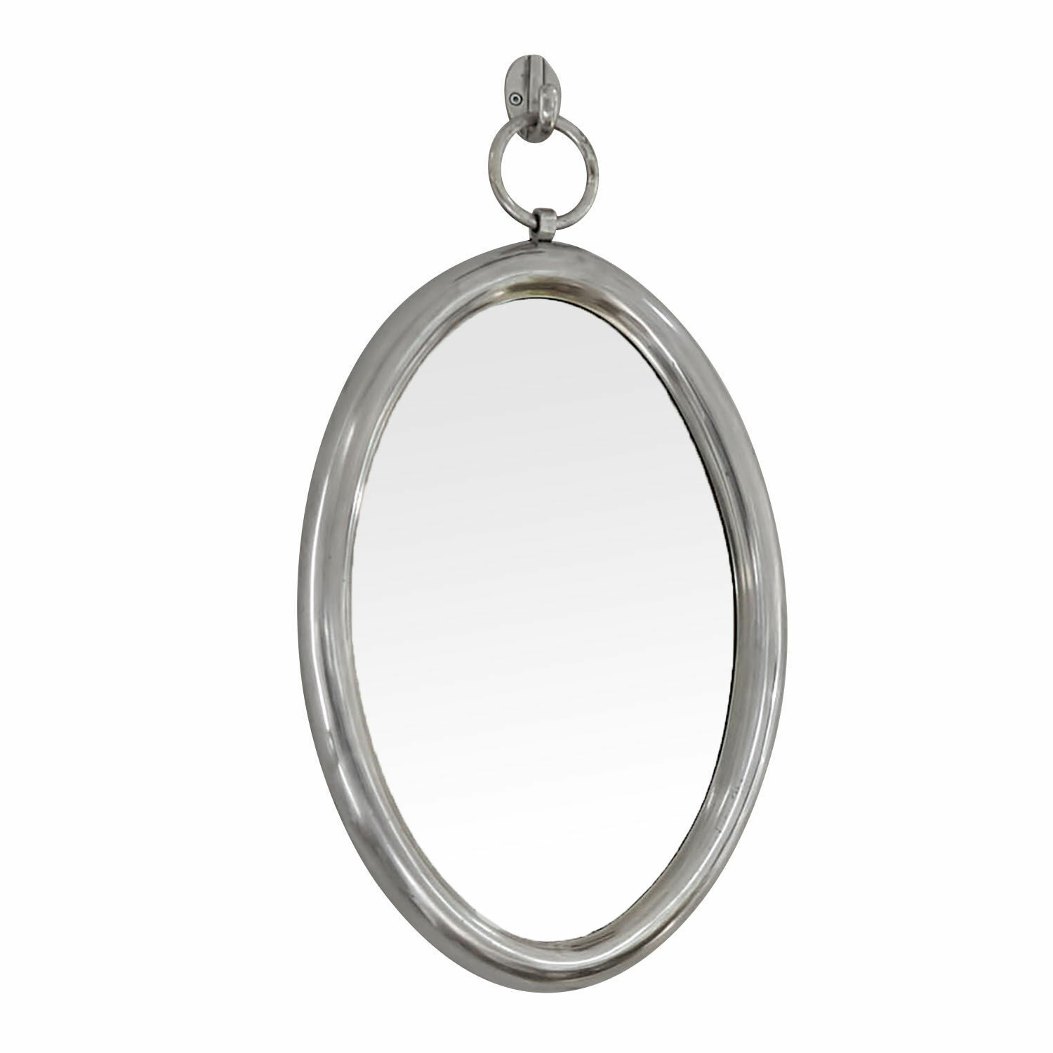 Miroir Thorsby Miroir mural ovale avec cadre en métal argenté pour décoration intérieure moderne