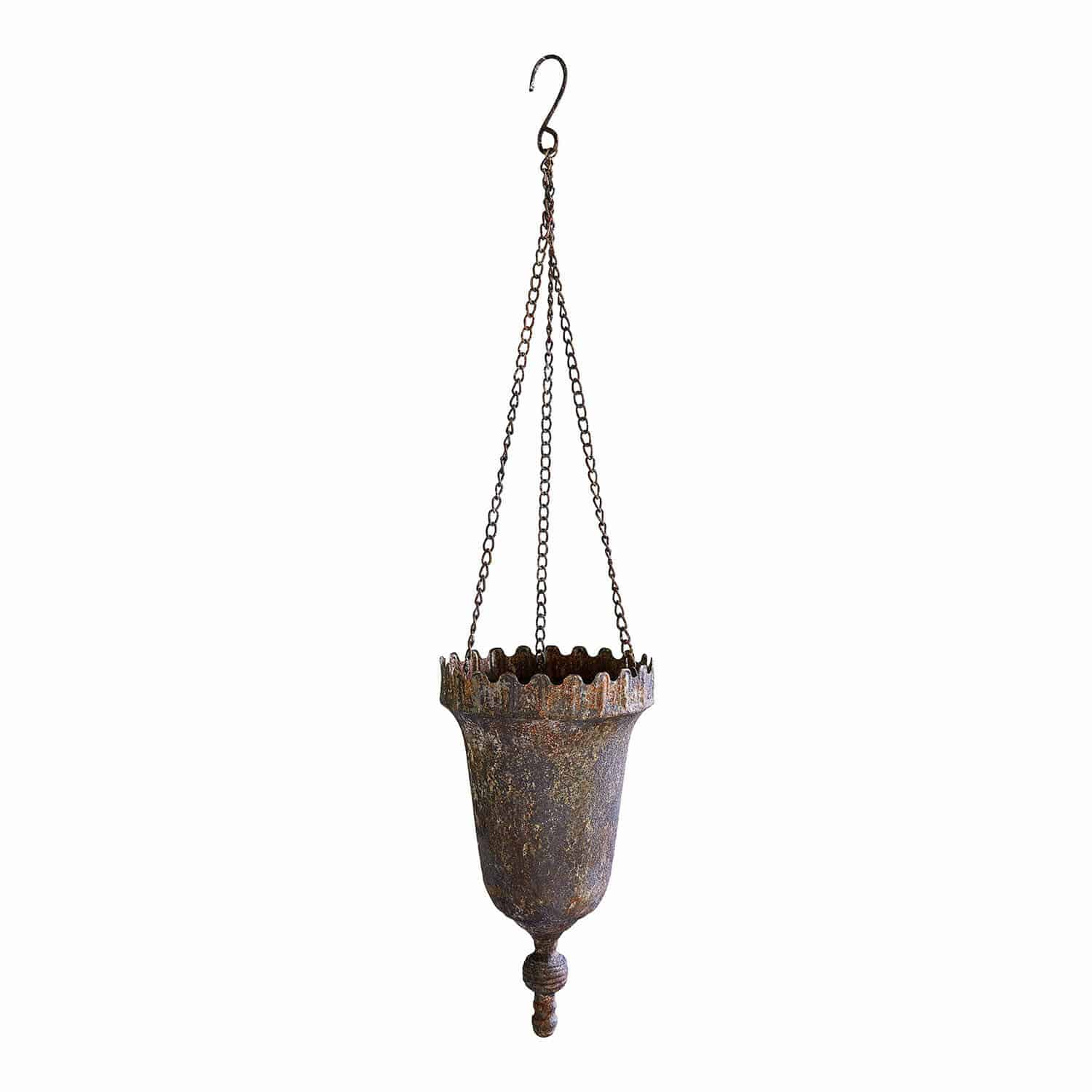 Amphore à suspendre Kovanari Pot suspendu en métal brun rustique pour décoration intérieure et extérieure de jardin
