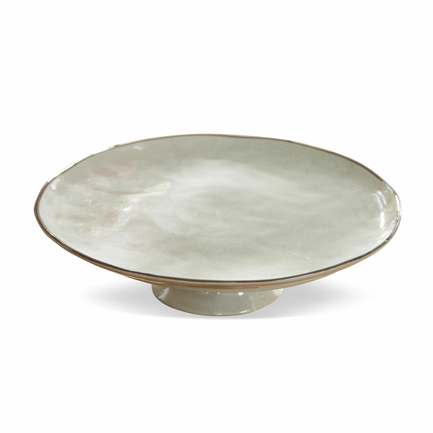 grijs Grijze keramische Biarritz schaal op voet, elegante decoratieve bord voor thuis