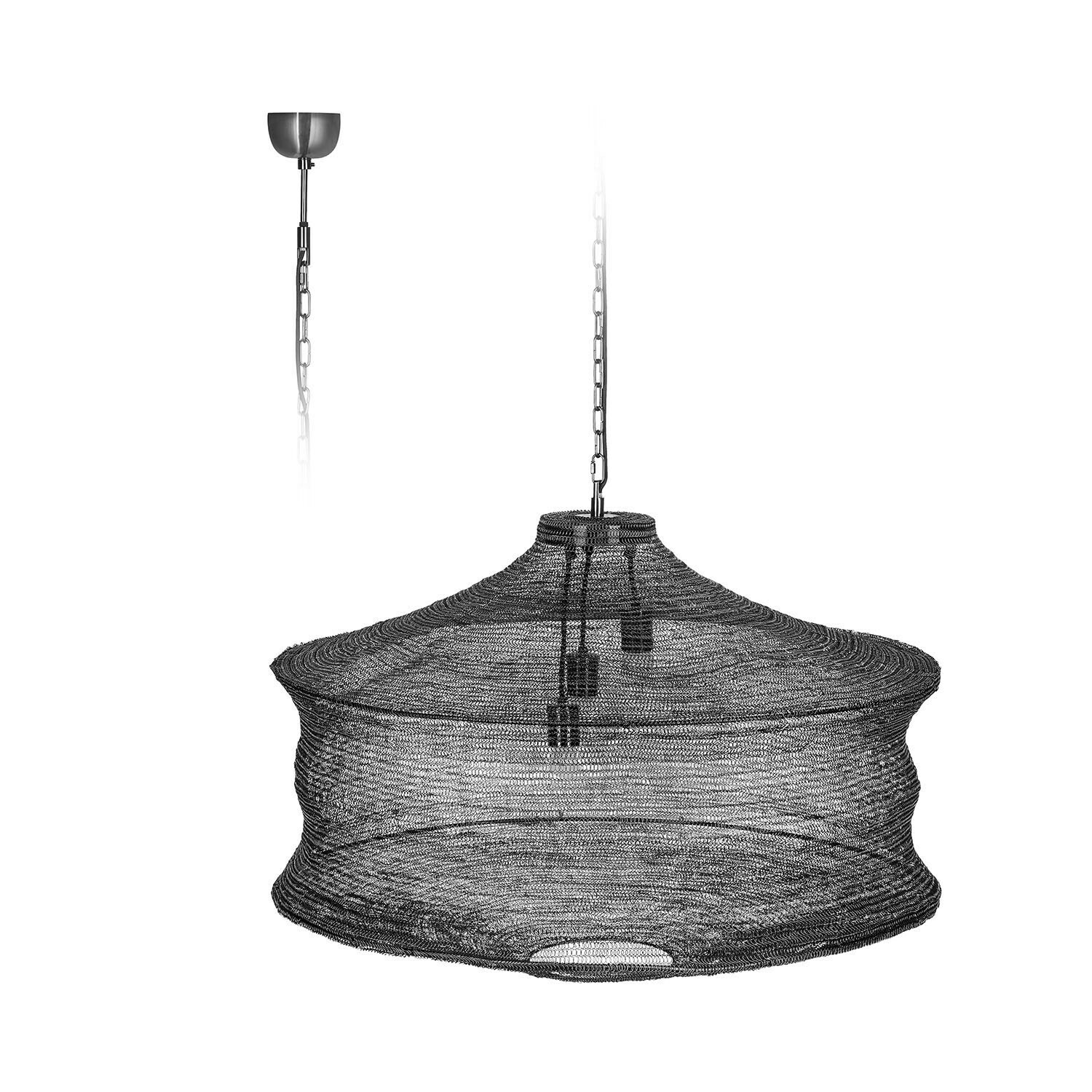 Hanglamp Valerique Hanglamp van zwart metalen gaas met modern design voor woonkamer en eetkamer