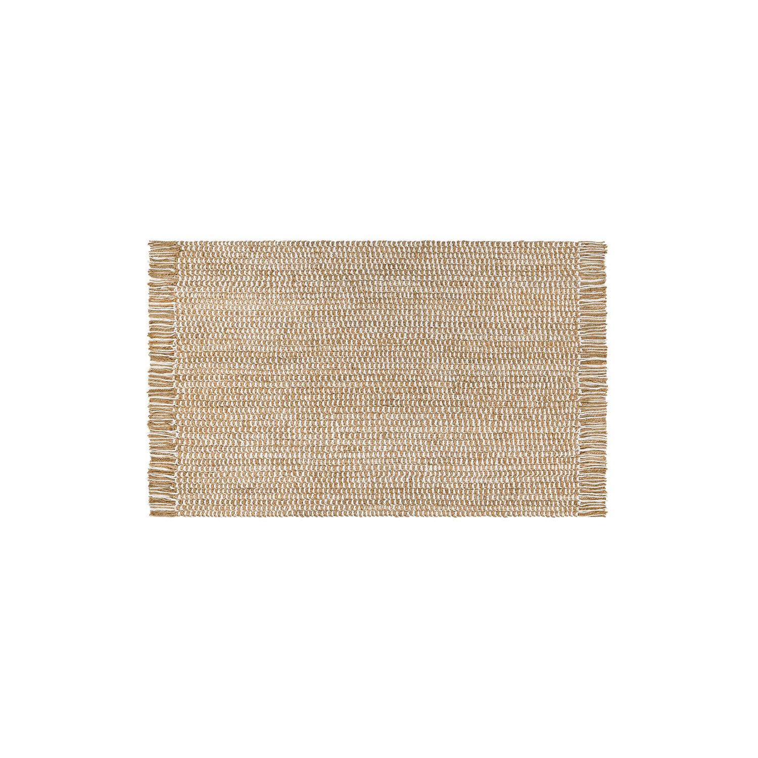 Tapis beige à franges en matériau naturel, parfait pour la décoration intérieure et les sols