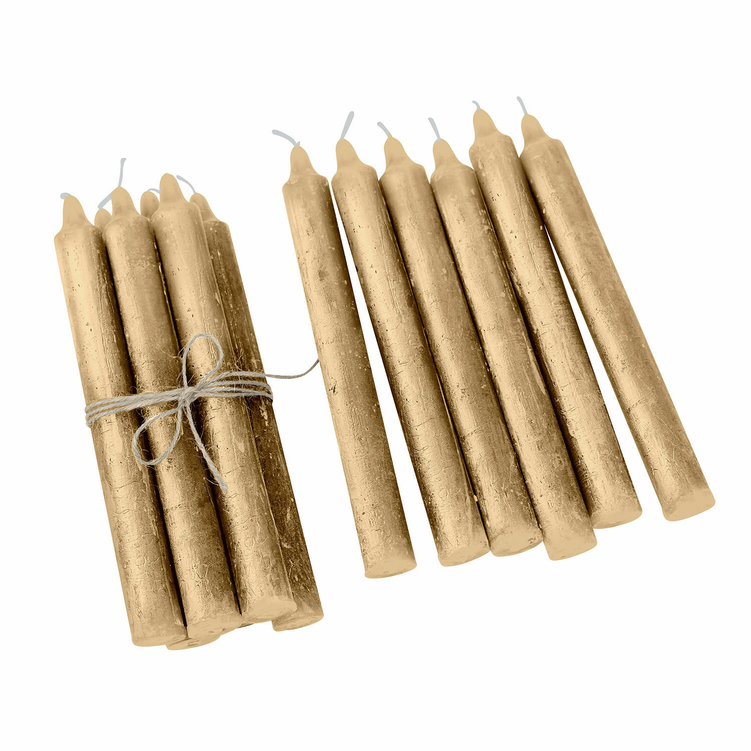 Lot de 12 bougies Bauceau dorées en cire, décoration élégante pour la maison