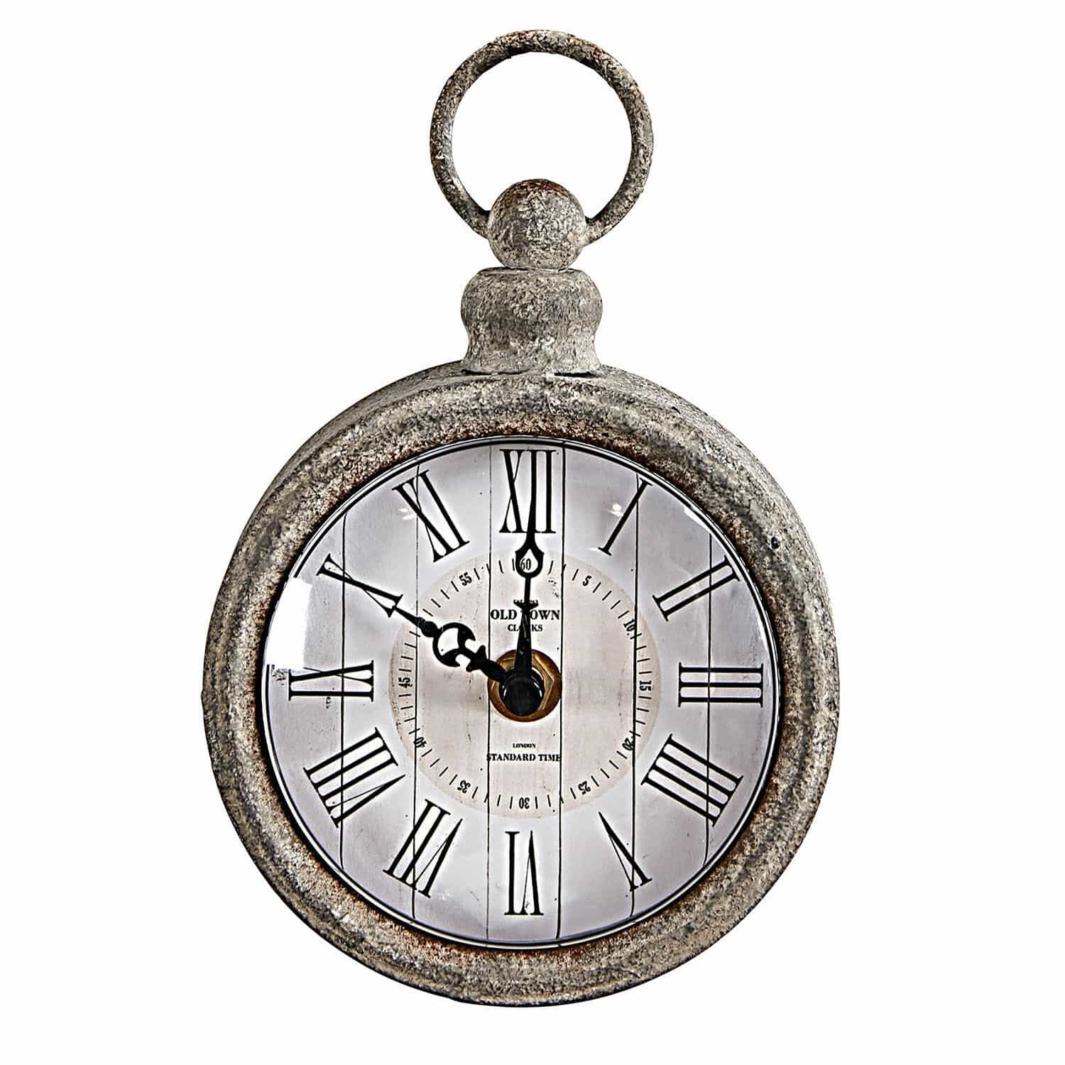 Horloge Vivacique Horloge murale vintage en métal gris avec chiffres romains et design classique