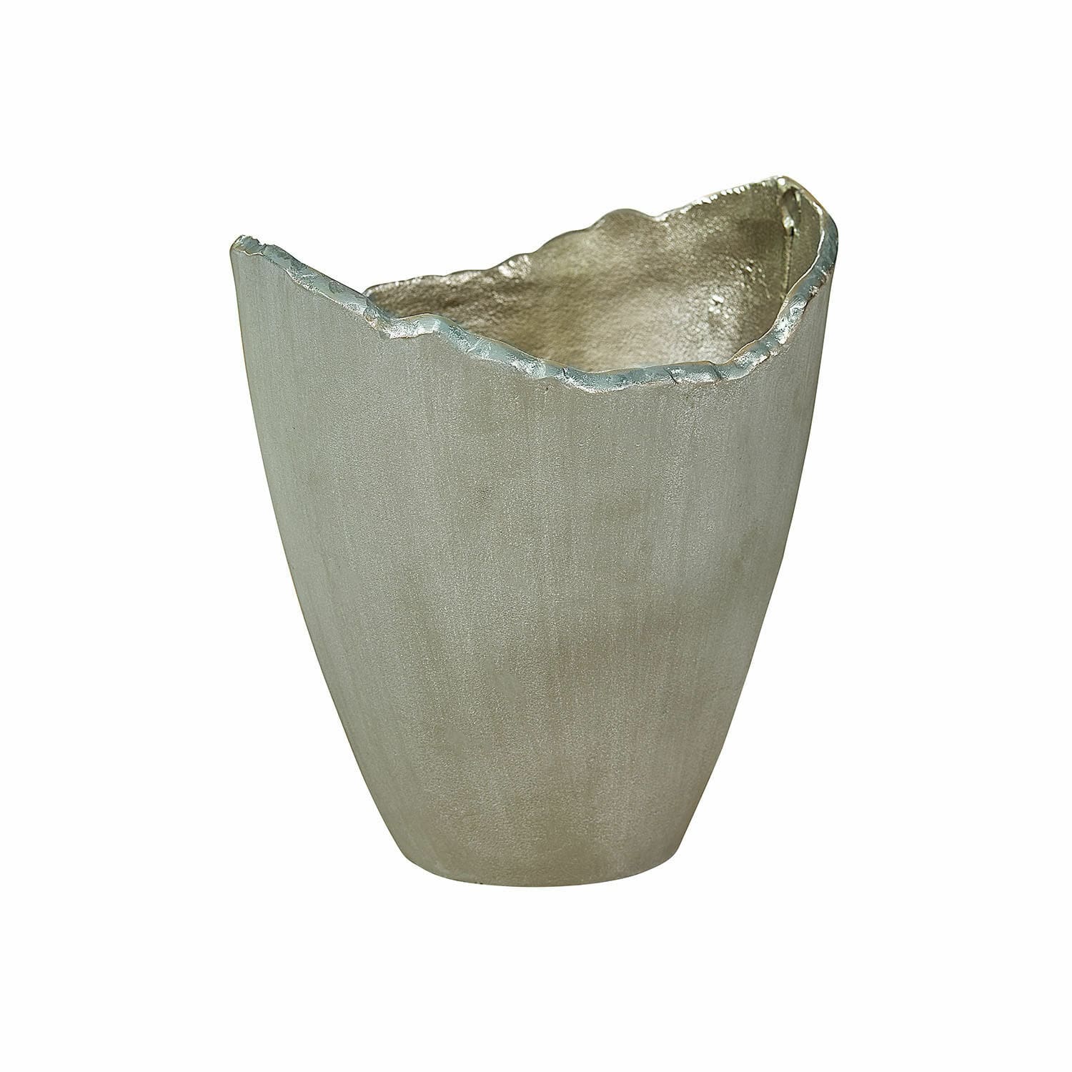 Decoratieve metalen schaal in zilver met onregelmatige rand voor interieurdecoratie