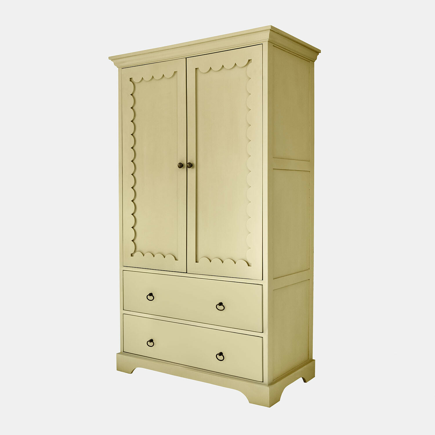 Kledingkast voor kinderen Frollin Beige houten kast met twee deuren en twee lades, vintage opbergmeubel
