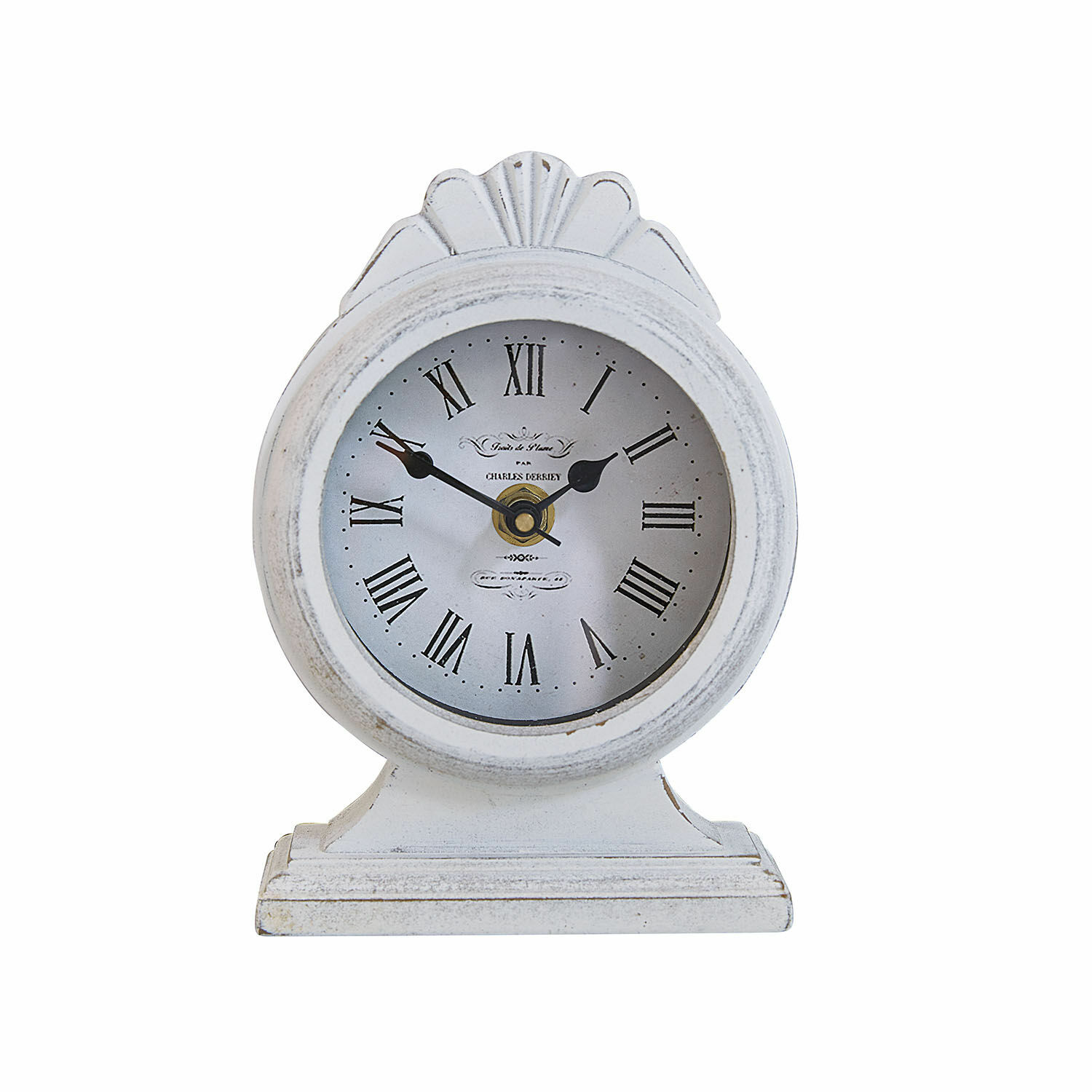 Horloge Uxilev Horloge de table blanche en bois avec chiffres romains et finition vintage décorative
