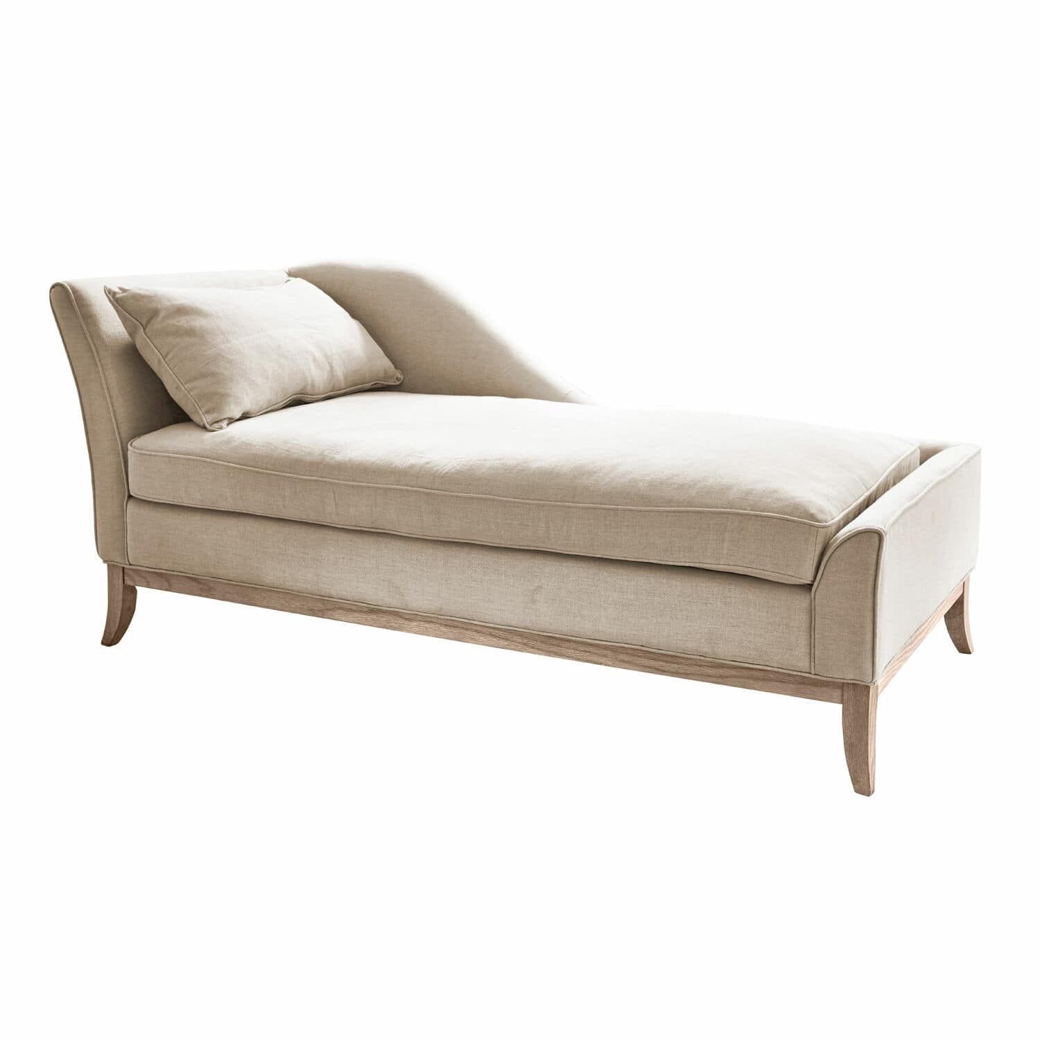 beige Beige Alphonse chaise longue van stof en hout, elegante relaxmeubel voor woonkamer