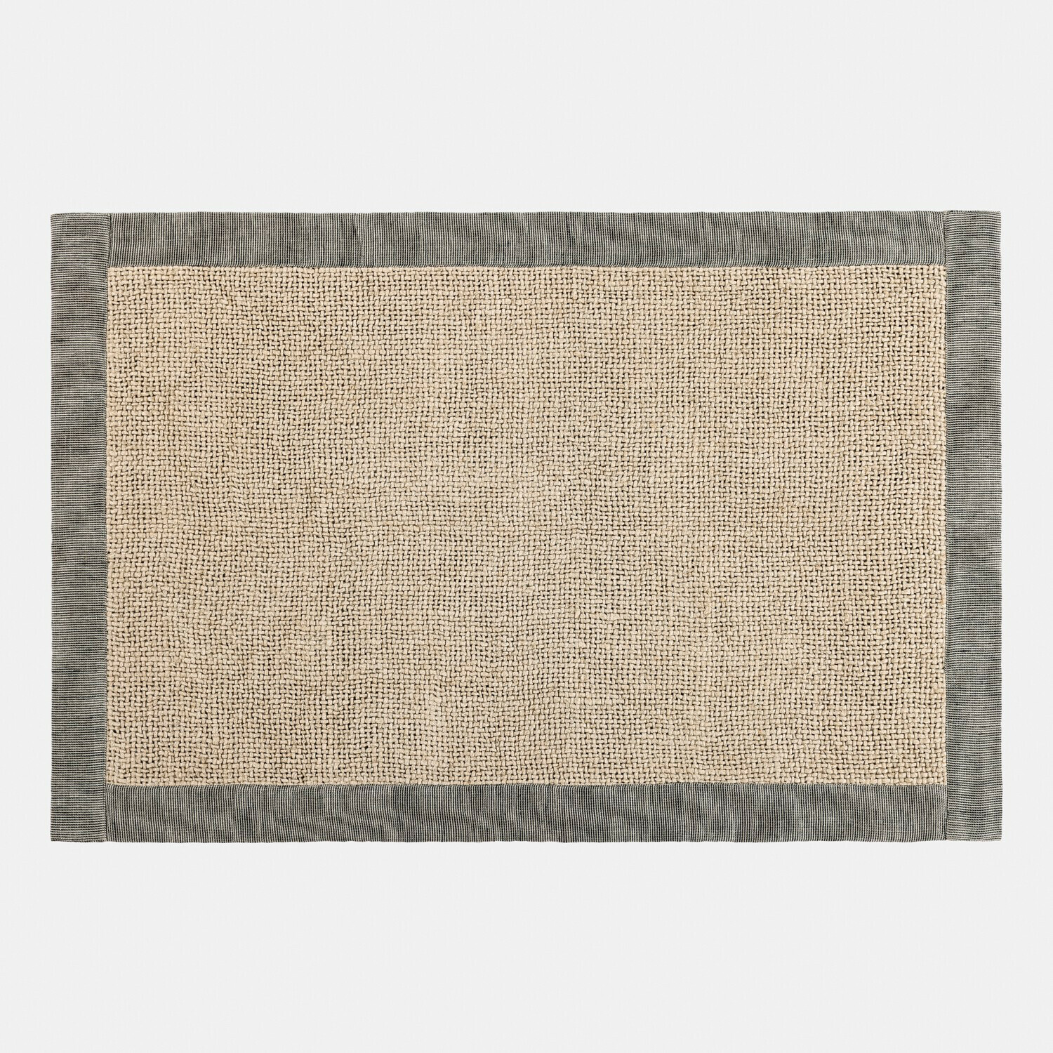Tapis de bain Wilder Tapis beige en matériau naturel avec bordure grise, parfait pour la décoration intérieure et le sol