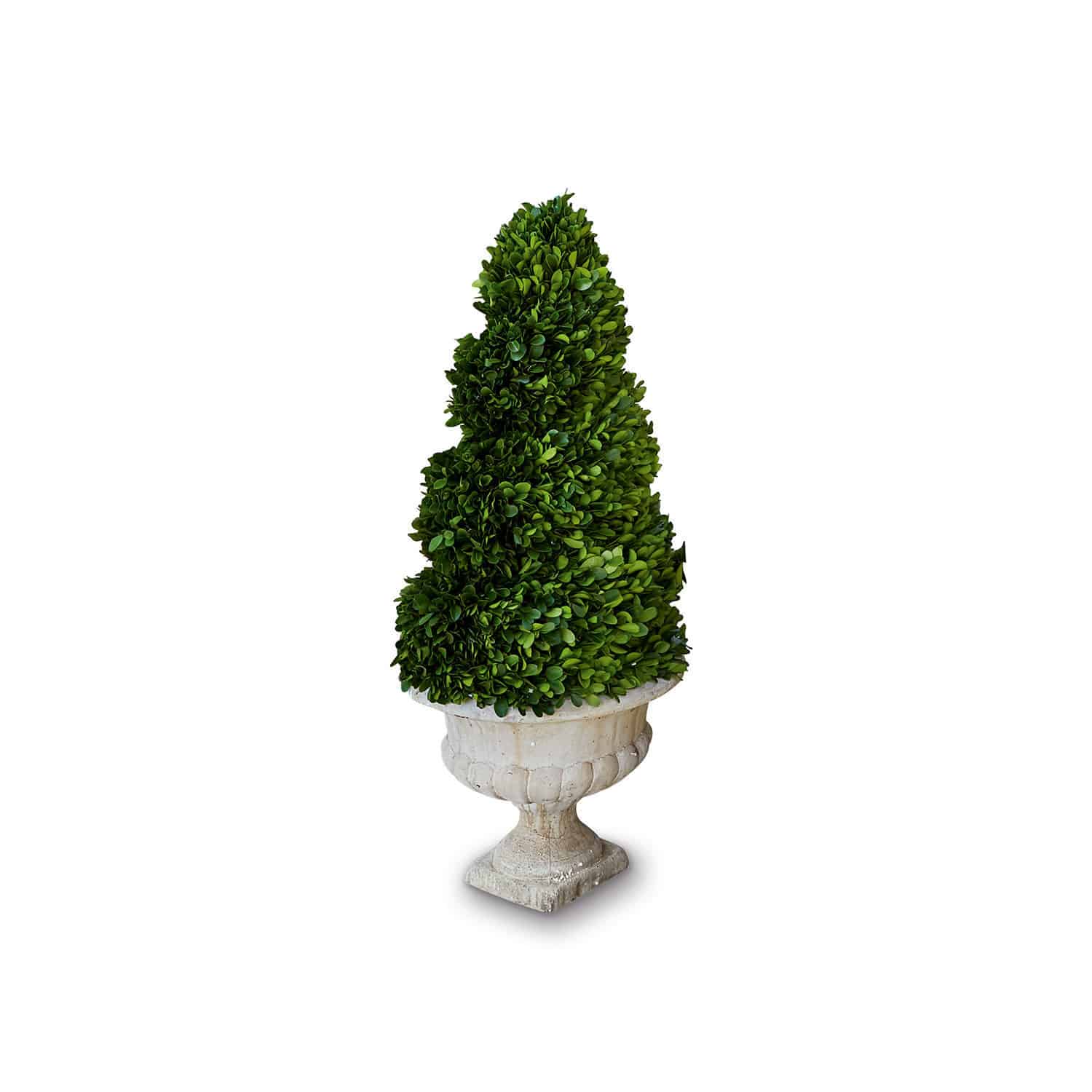 Arbre décoratif Humbria Arbre artificiel de buis dans un pot décoratif blanc en pierre pour terrasse et jardin