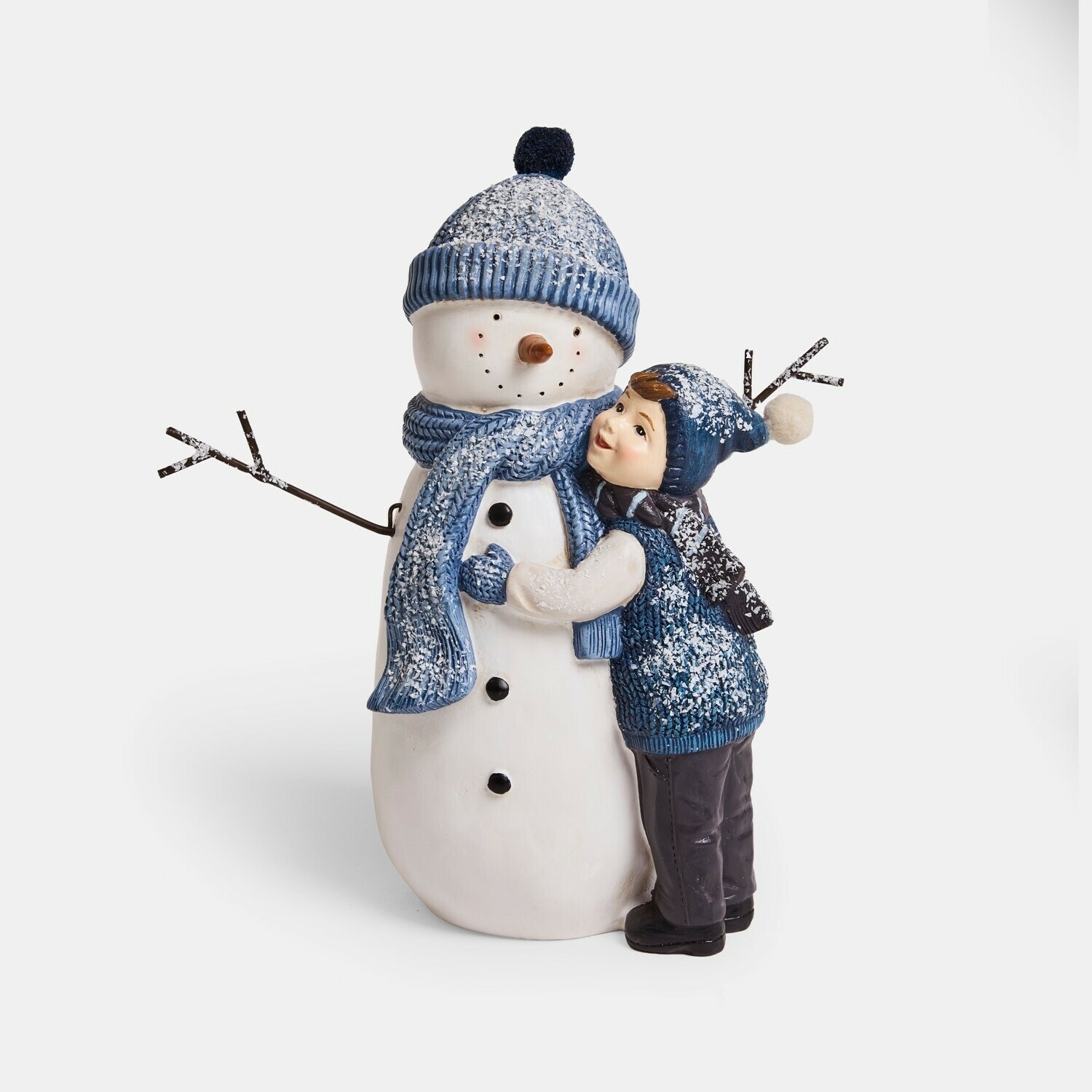 Decoratieve sneeuwpop met kind Tedvik