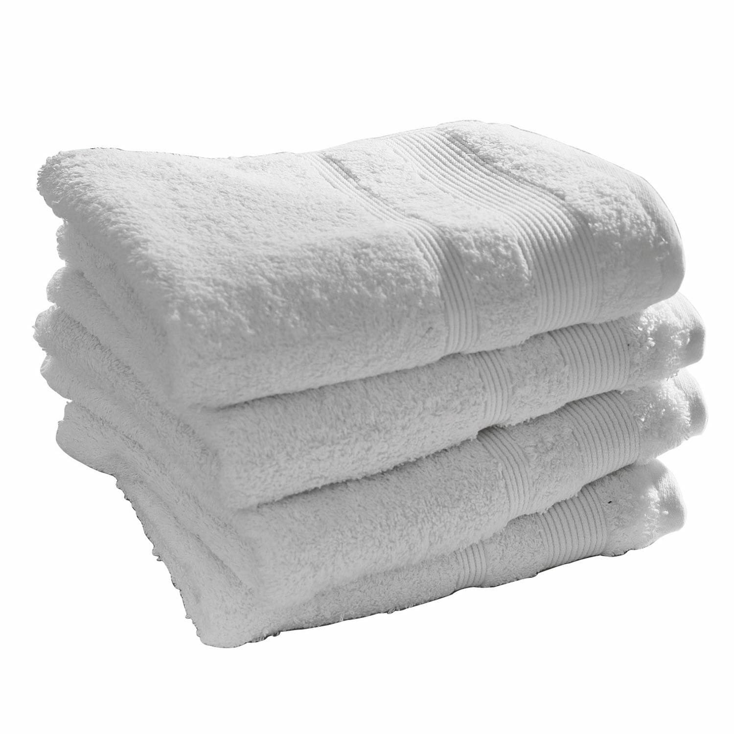 Lot de 4 serviettes Bourogne Ensemble de serviettes blanches en coton doux, parfaites pour la salle de bain et un usage quotidien