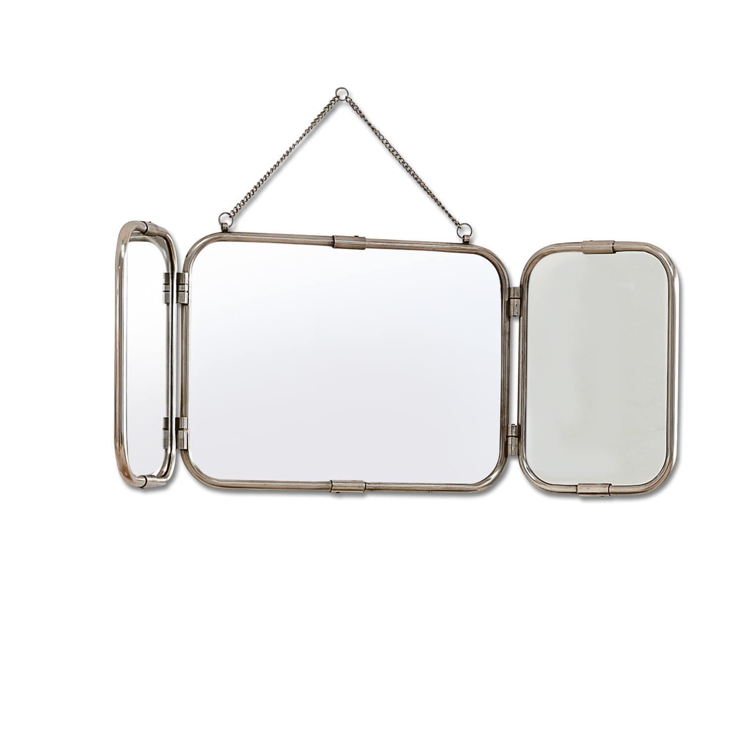 Spiegel Kacey Driedelig wandspiegel met metalen frame in antiek zilverkleur voor interieurdecoratie
