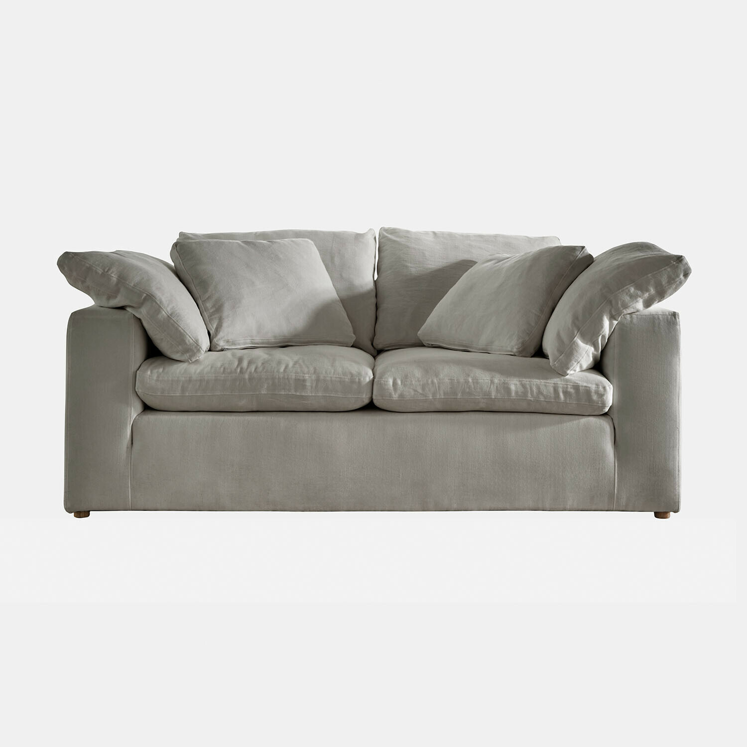 grijs Grijze Everholt bank van zachte stof met kussens, moderne comfortabele woonkamermeubel