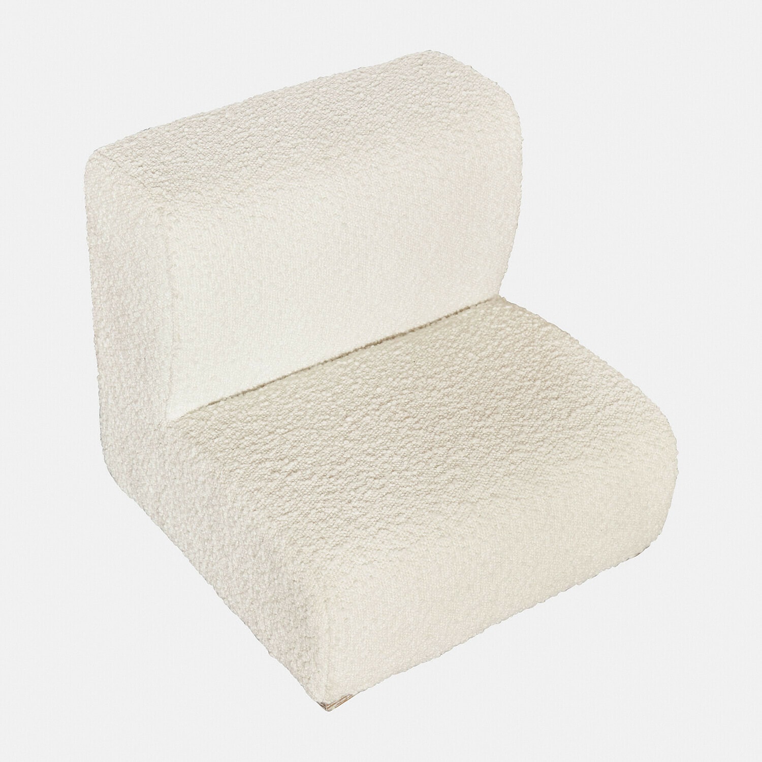 Fauteuil modulaire blanc en tissu bouclé doux, design moderne pour salon